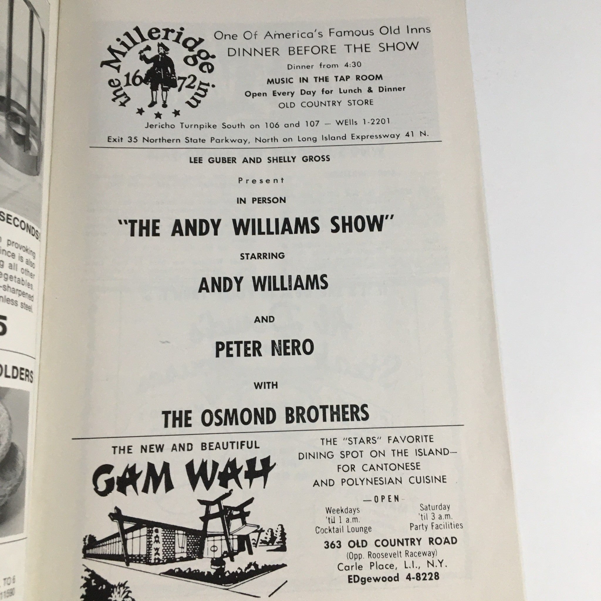 1968 Westbury Music Fair Lee Guber & Shelly Gross Present The Andy Williams Show