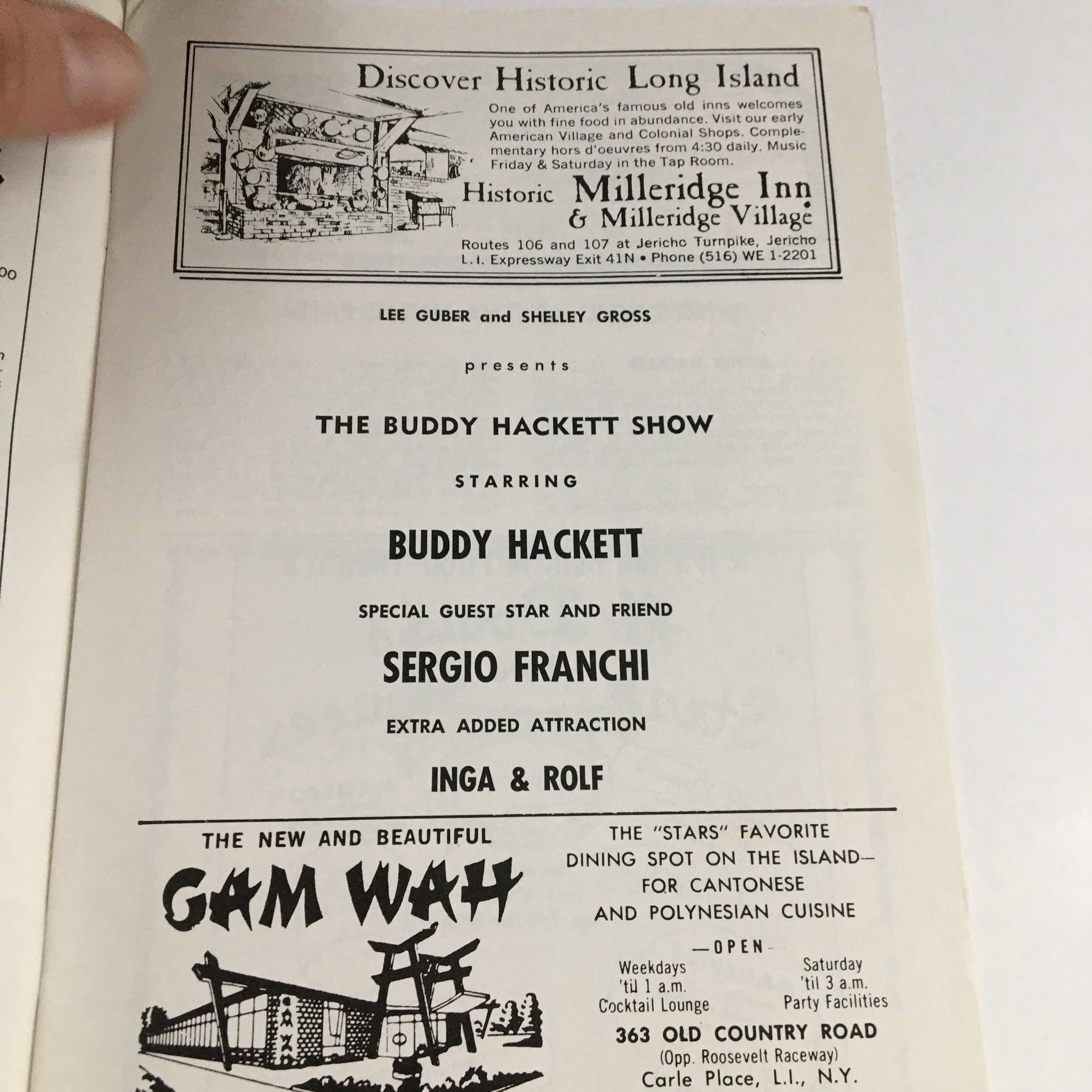 1971 Westbury Music Fair L. Gubber & Shelly Gross Present The Buddy Hackett Show