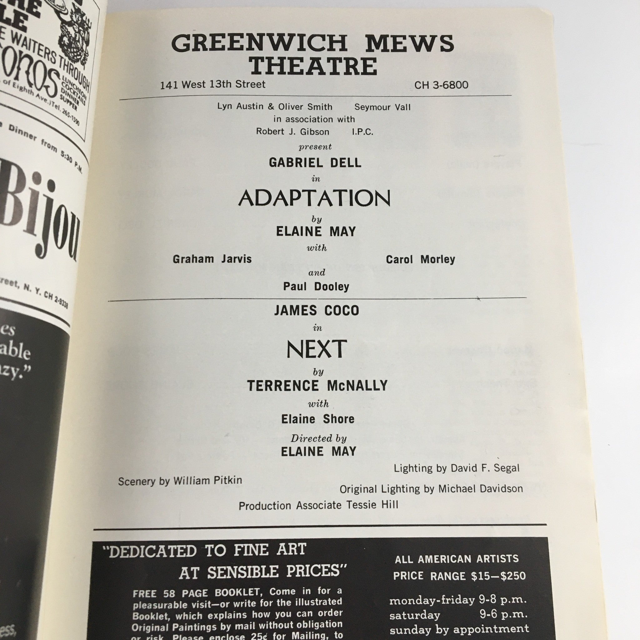 1971 Greenwich Mews Theatre Present Gabriel Dell in Adaptation by Elaine May