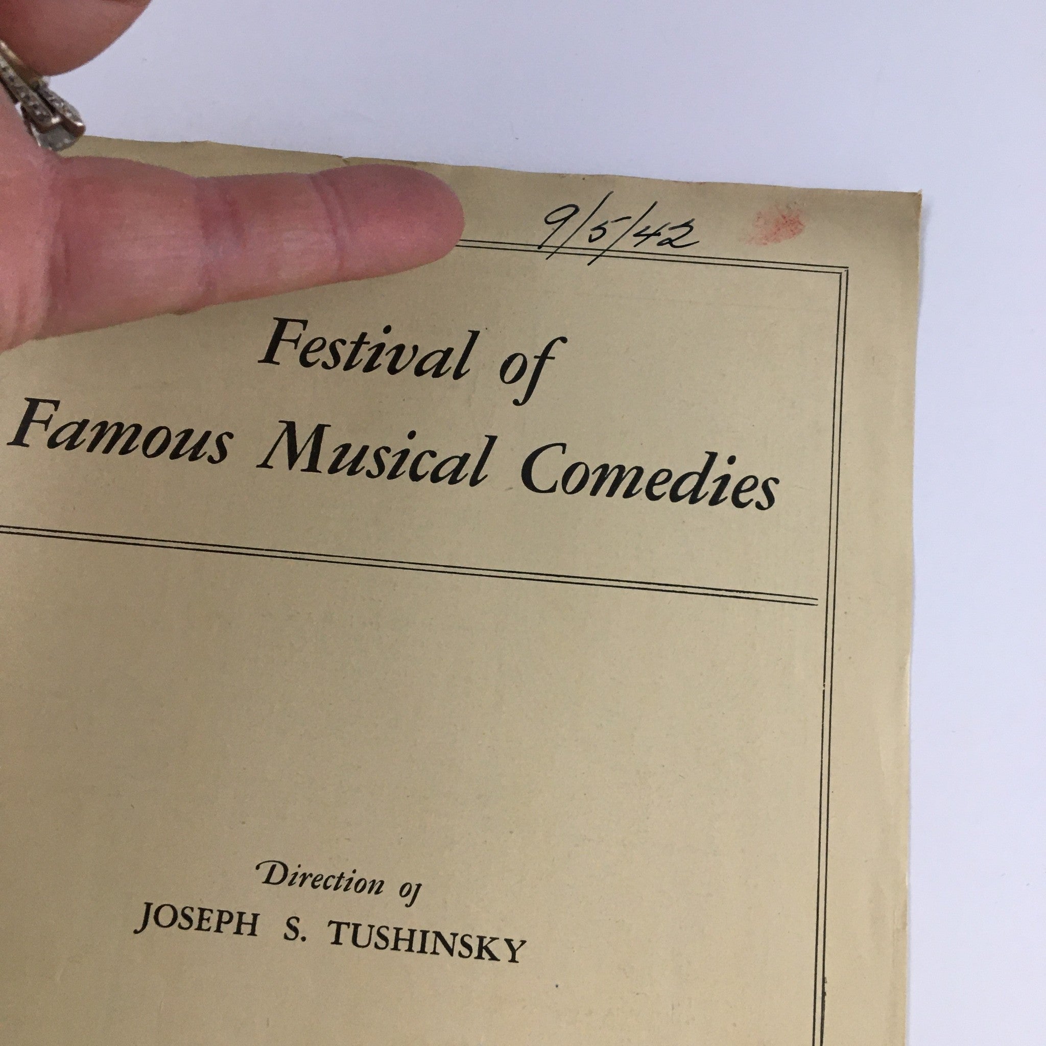 1942 Festival of Famous Musical Comedies Carnegie Hall Joseph Tushinsky