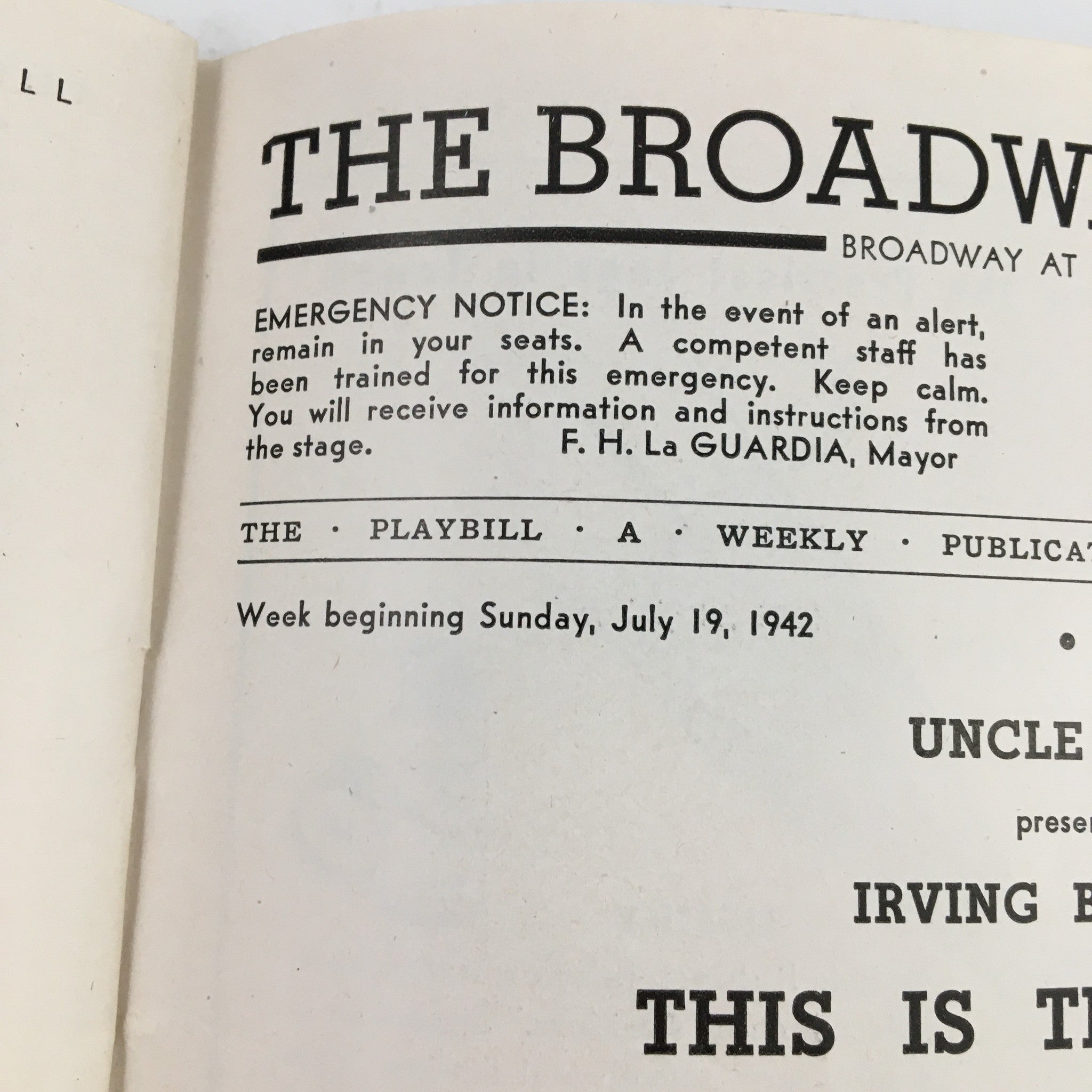 1942 Playbill The Broadway Theatre Present This Is The Army by Irving Berlin