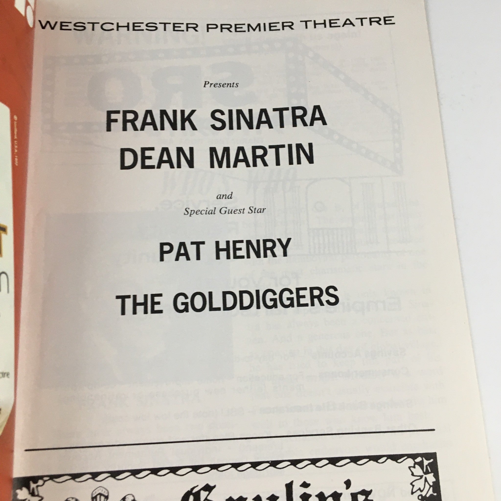 1977 Westchester Premier Theatre Presents Frank Sinatra & Dean Martin