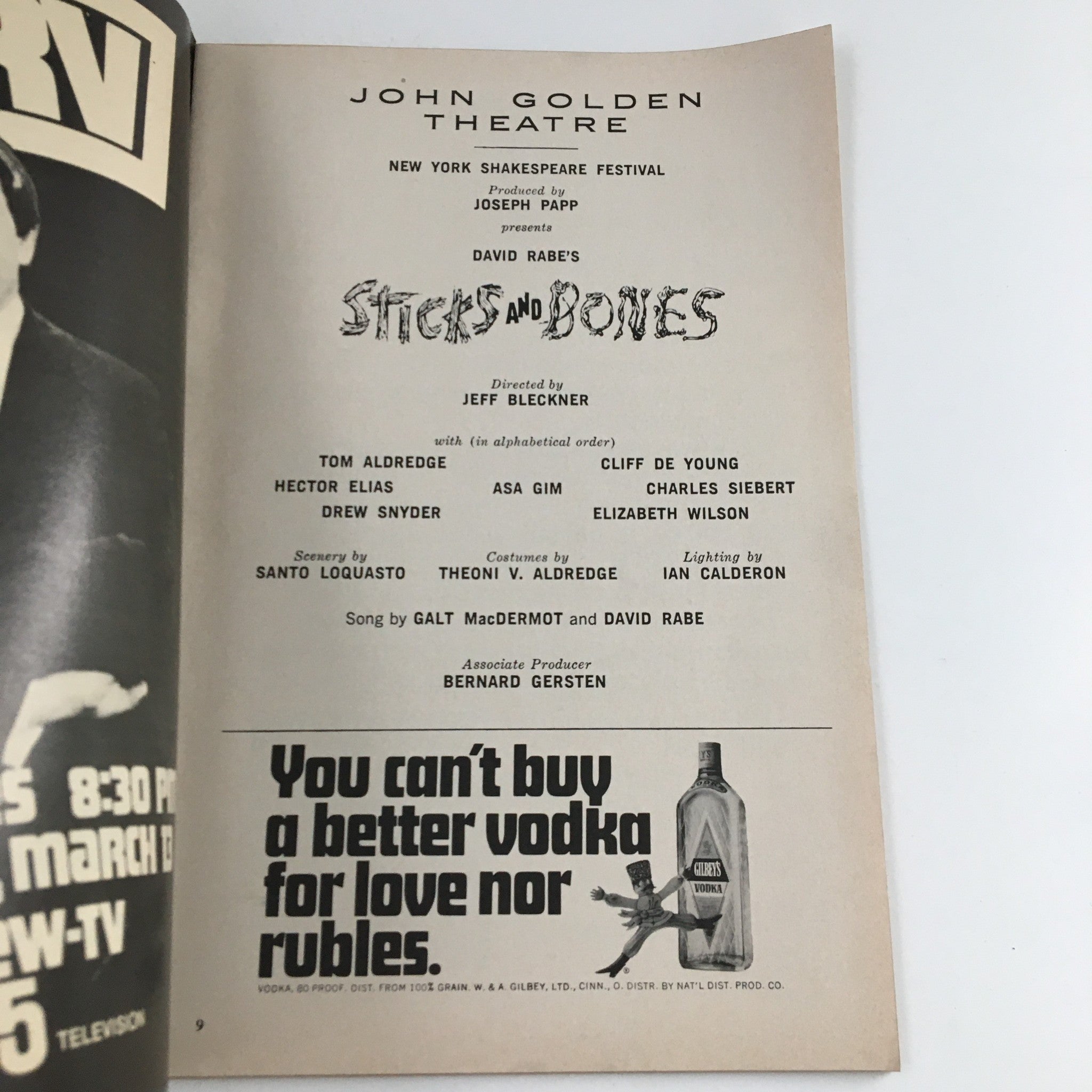 1972 Playbill John Golden Theatre Present David Rabe's Sticks and Bones