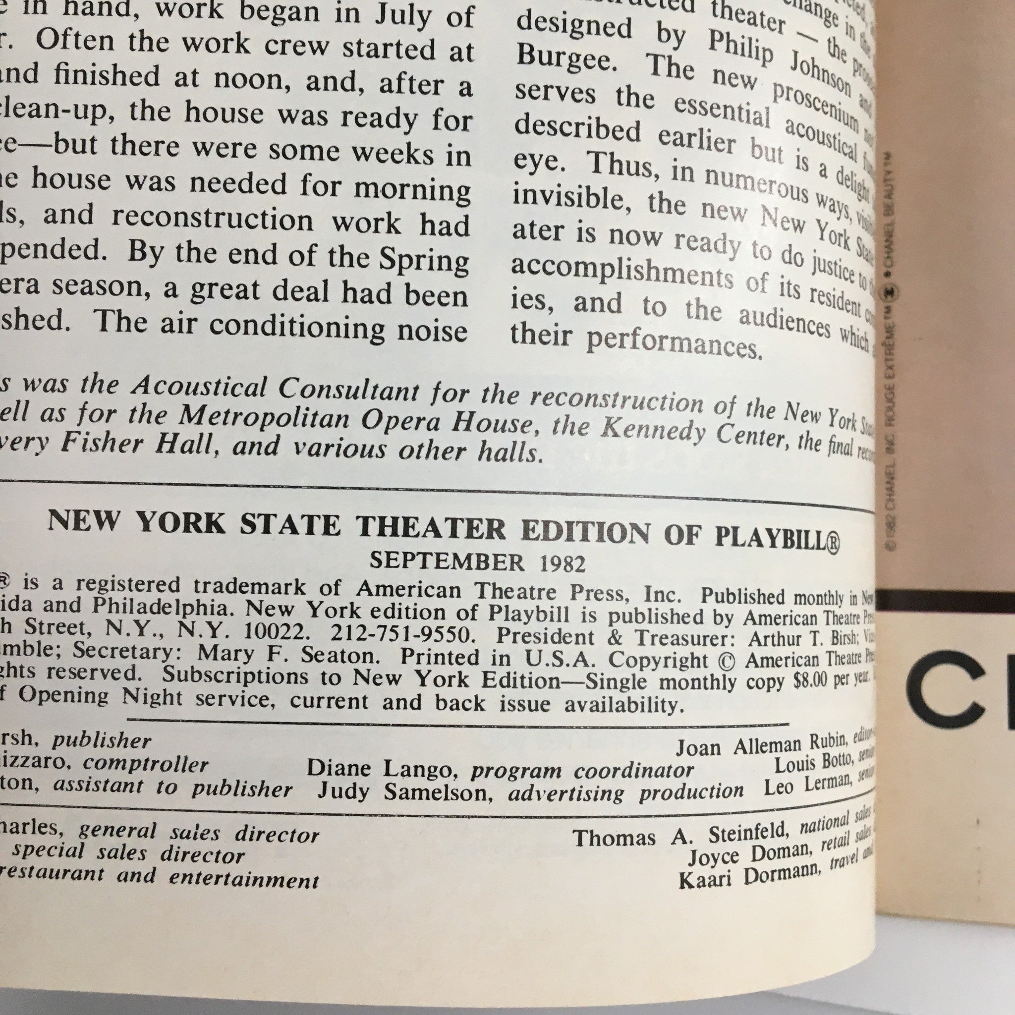 1982 Season Playbill of The New York City Opera American National Opera