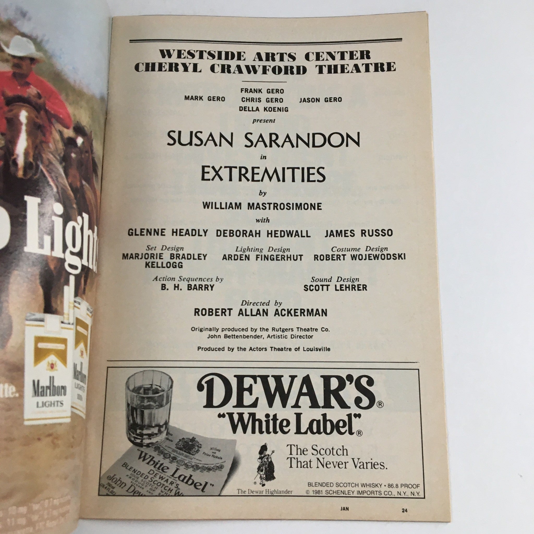 1983 Showbill Westside Arts Center Cheryl Crawford Theatre Present Extremities