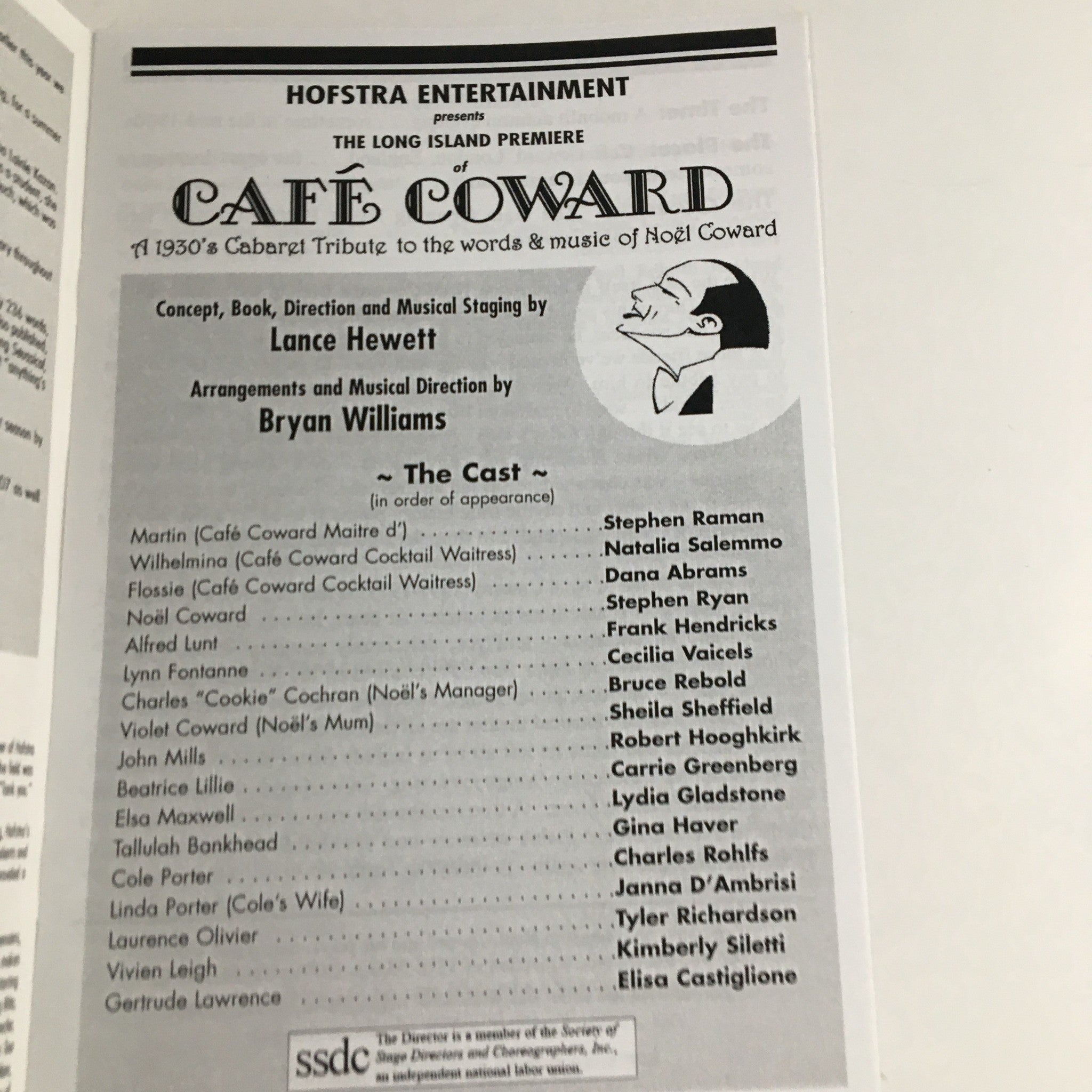 2007 Hofstra University Entertainment Present Cafe Coward by Bryan Williams VG