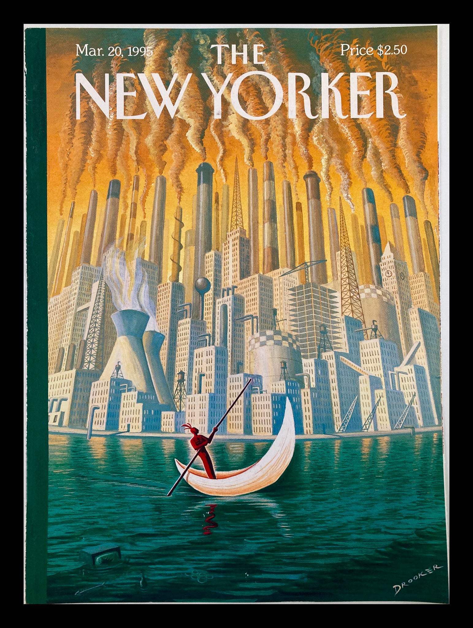 COVER ONLY The New Yorker March 20 1995 Water and Fire by Eric Drooker No Label