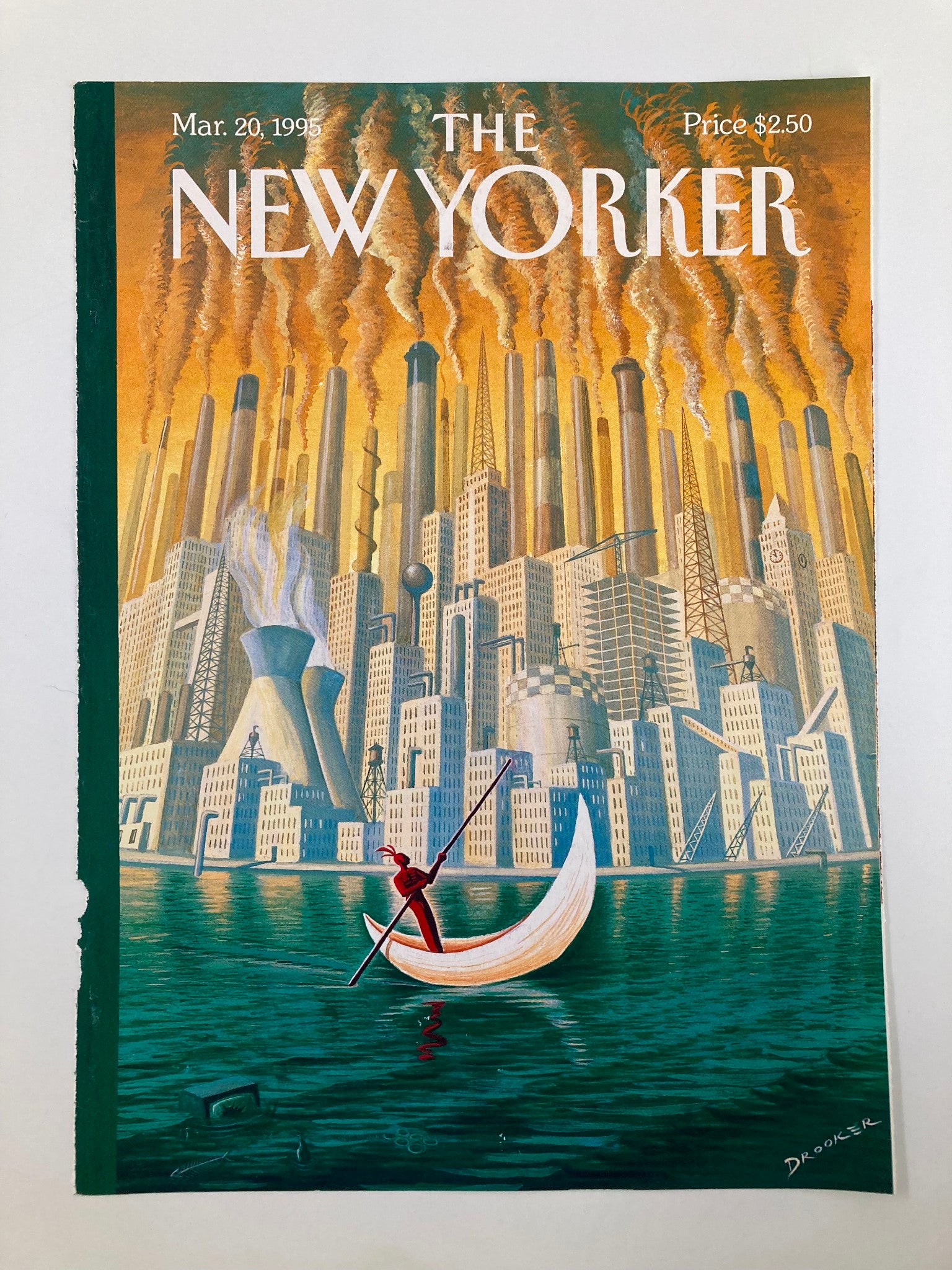 COVER ONLY The New Yorker March 20 1995 Water and Fire by Eric Drooker No Label