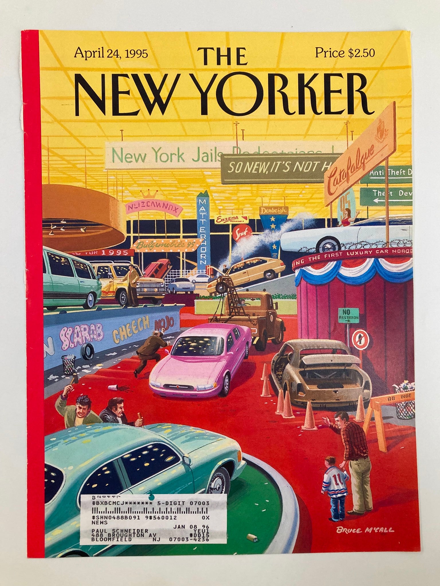 COVER ONLY The New Yorker April 24 1995 The Auto Show by Bruce McCall