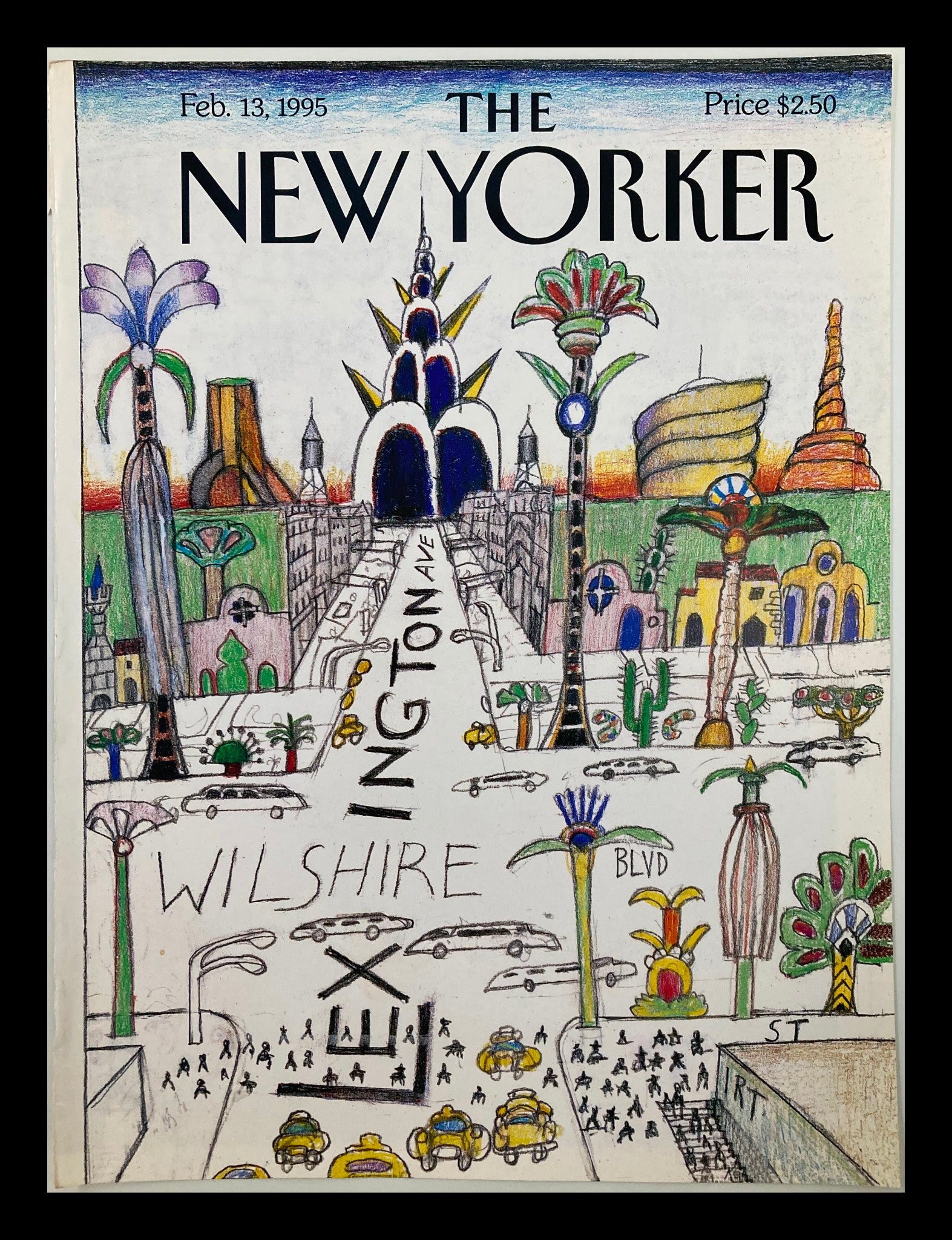 COVER ONLY The New Yorker February 13 1995 Wilshore & Lex by Saul Steinberg