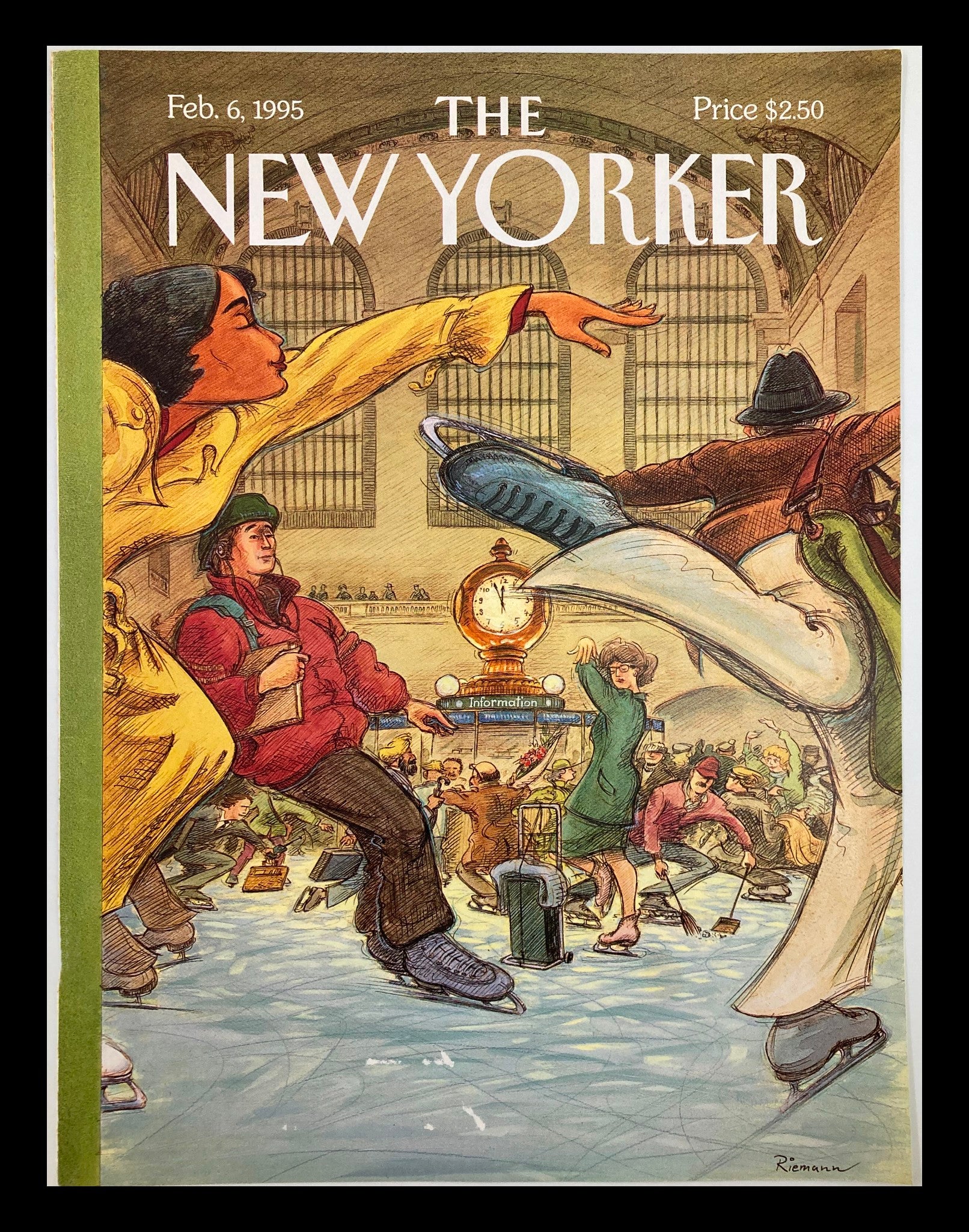 COVER ONLY The New Yorker February 6 1995 Grand Central Rink by George Riemann