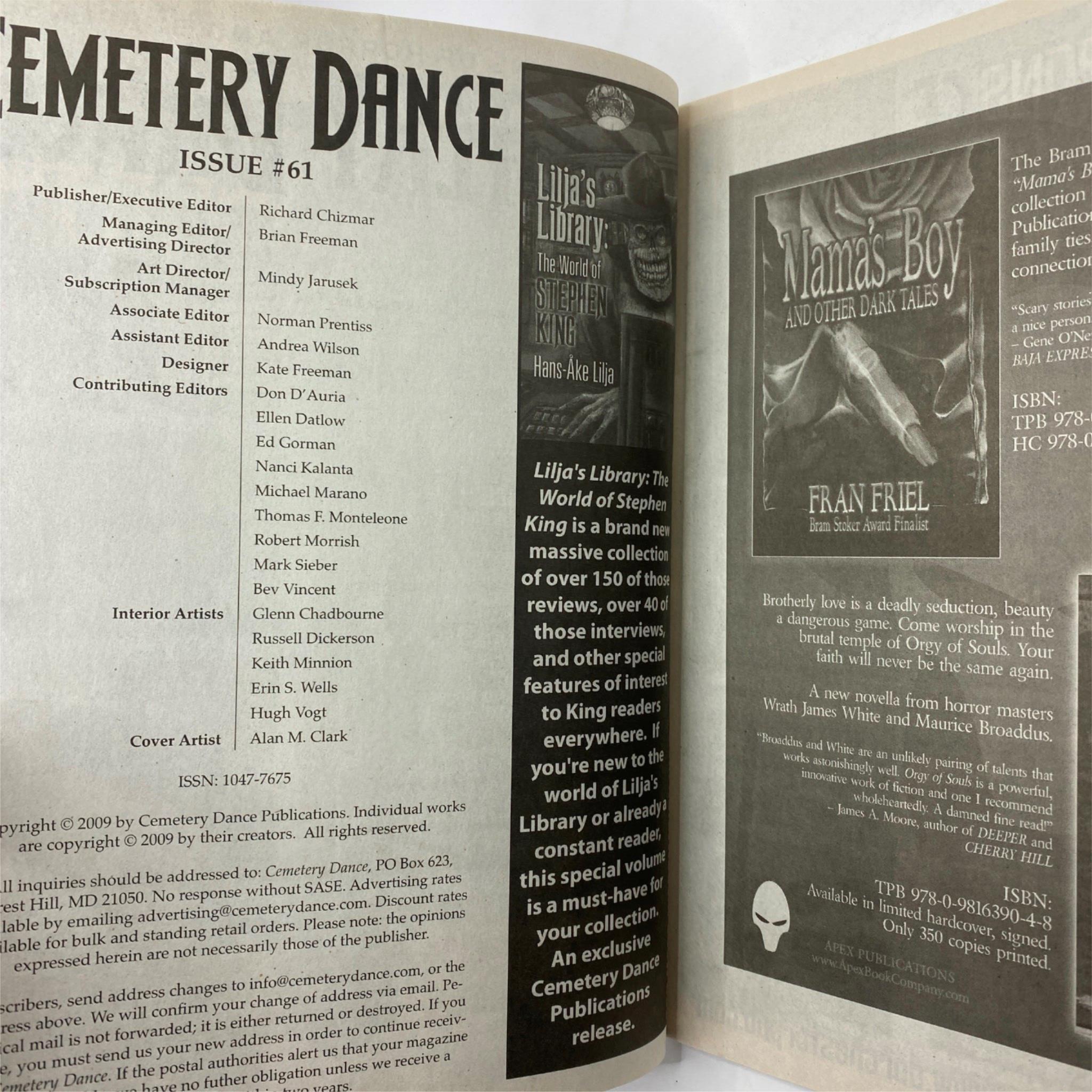 Cemetery Dance Magazine 2009 Issue #61 Peter Straub Special Issue No Label VG