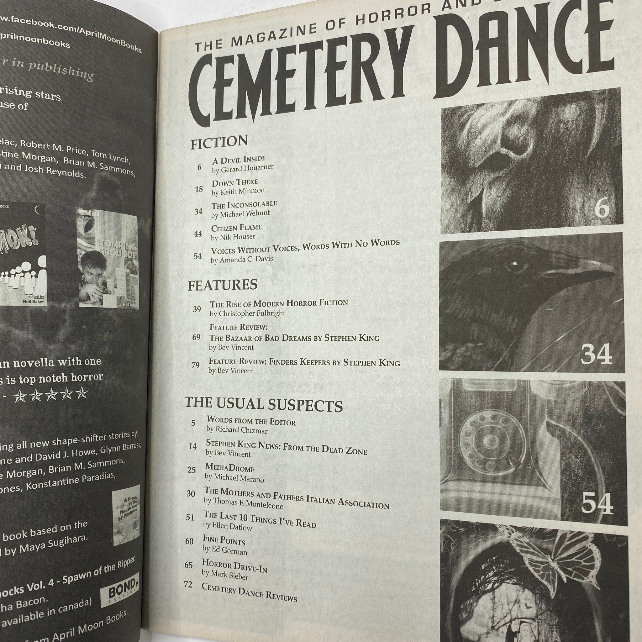 Cemetery Dance Magazine March 1 2016 #73 Peter Straub, Nik Houser No Label VG