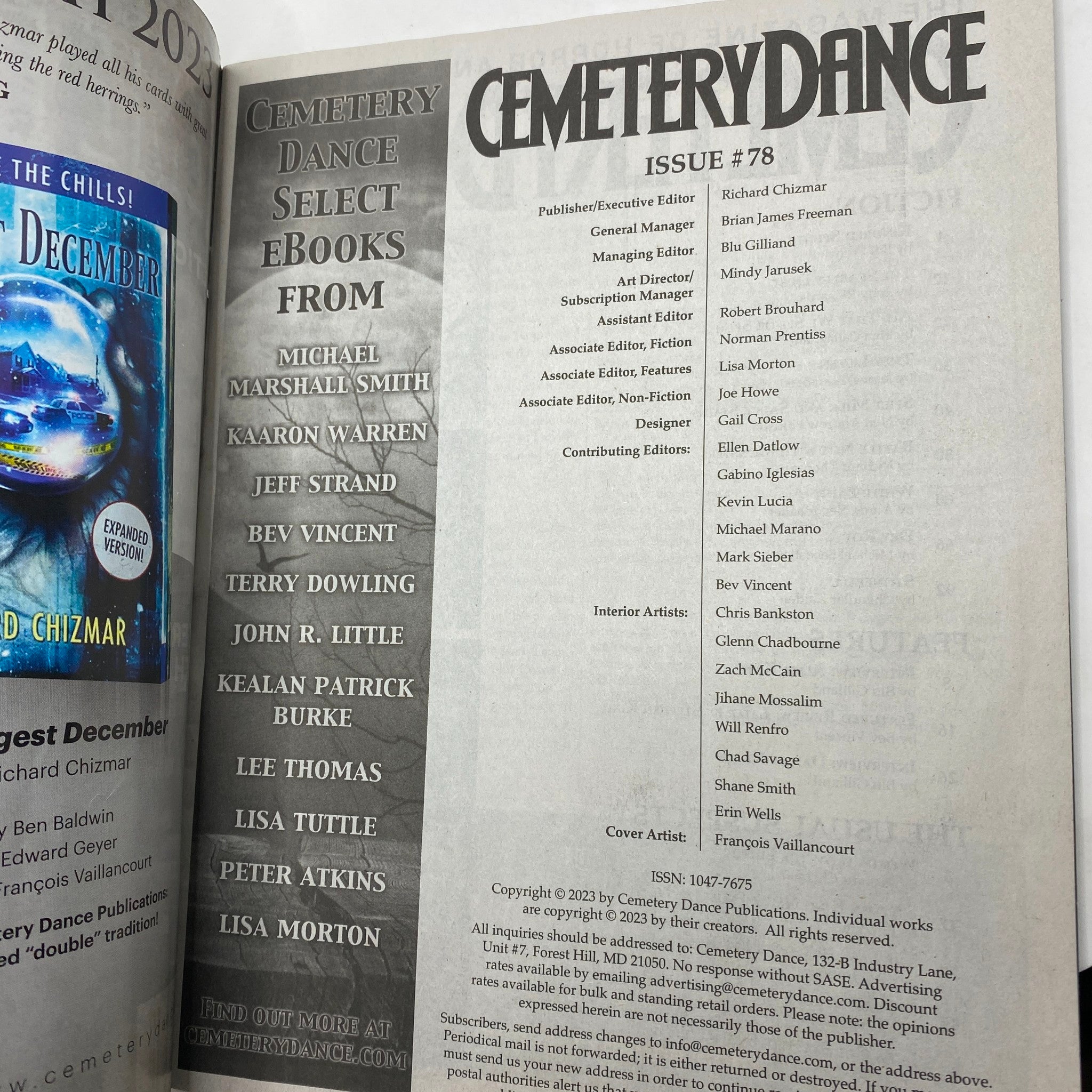 Cemetery Dance Magazine March 2023 #78 Bill Pronzini, Tony Richards