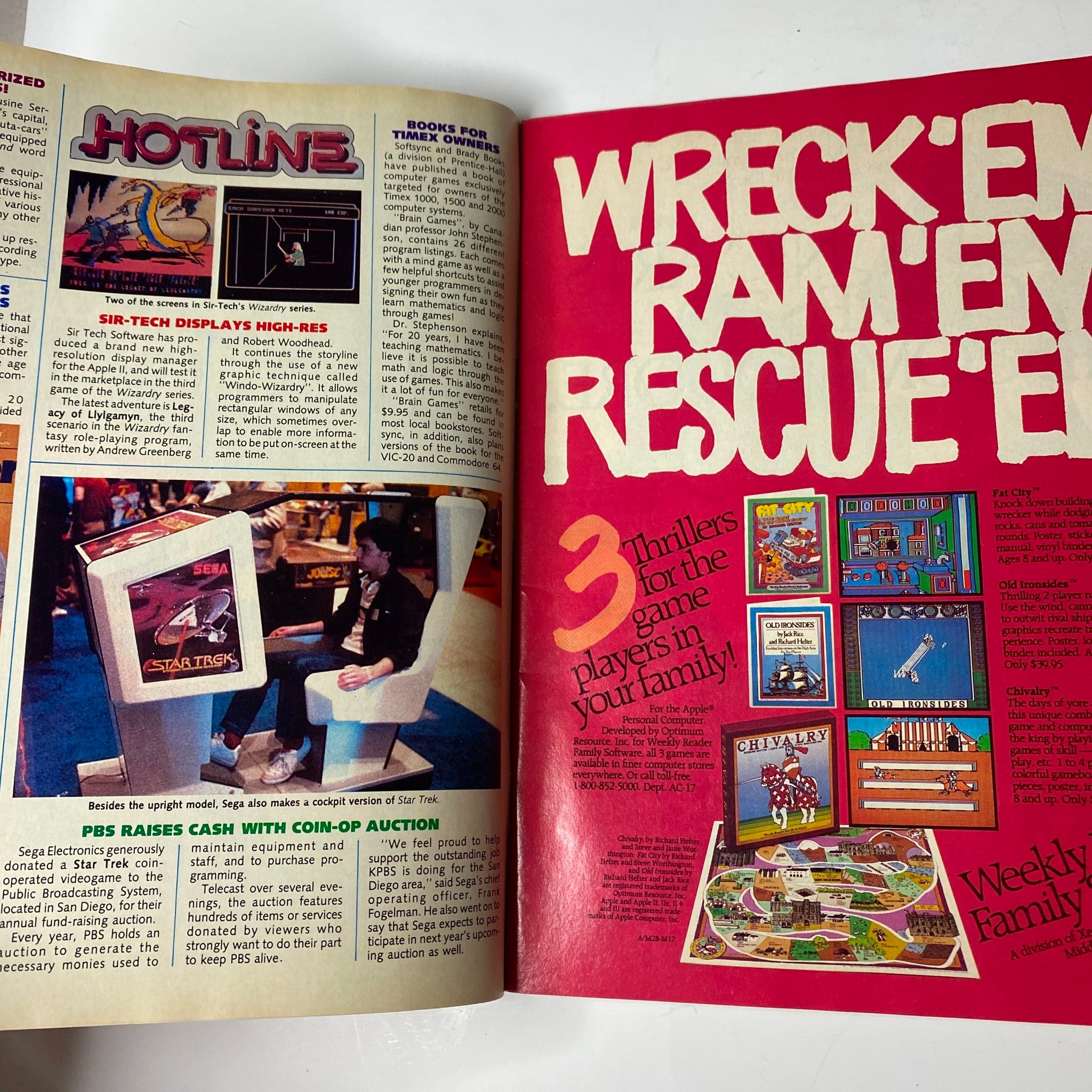 Electronic Games Magazine January 1984, Wreck 'Em Ram 'Em Rescue 'Em article showcasing arcade gaming experiences and game features.