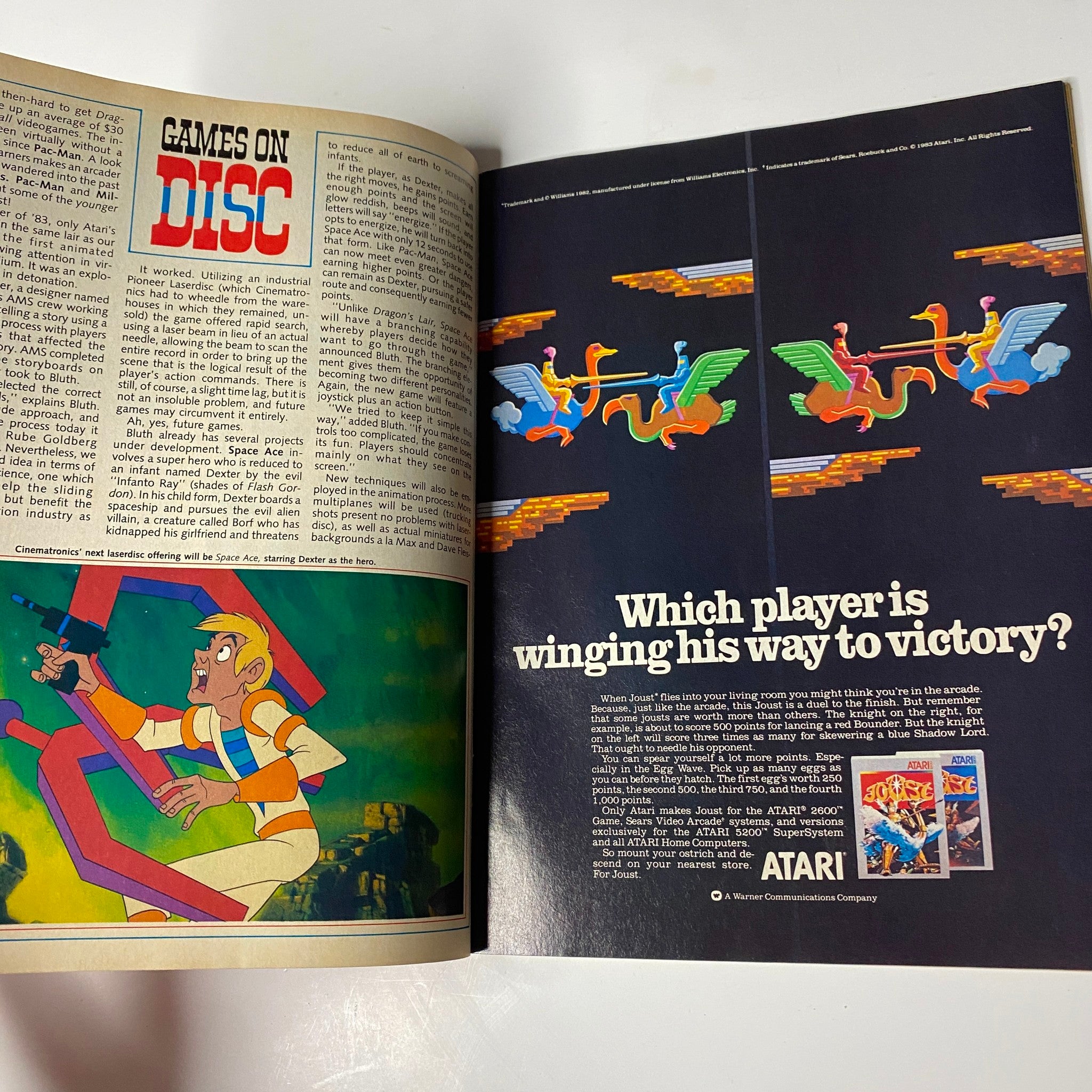 Electronic Games Magazine January 1984, Games on Disc article discussing the Atari gaming title and gameplay strategies.