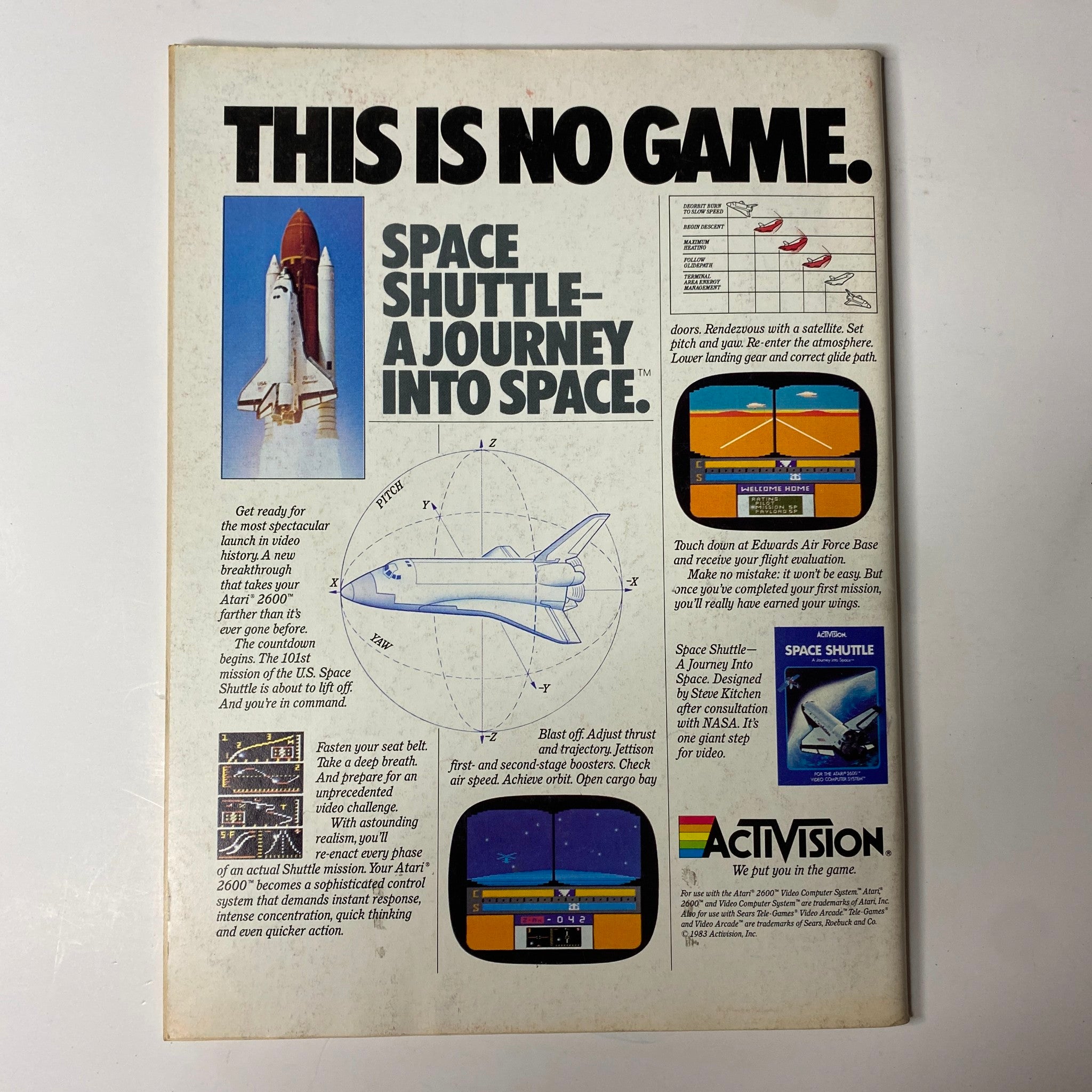 Electronic Games Magazine January 1984, This is No Game advertisement for Activision's Space Shuttle game, highlighting features and gameplay.
