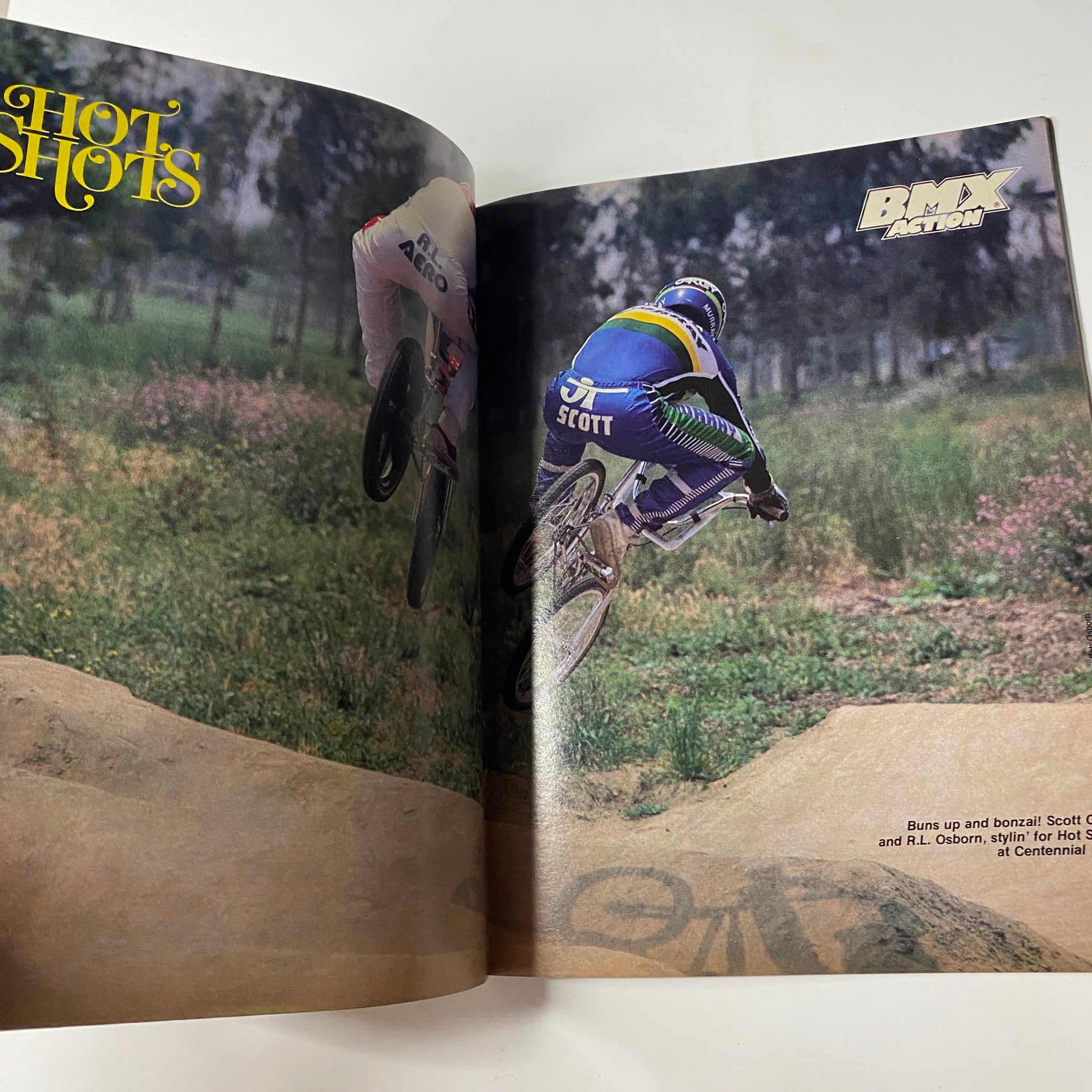BMX Action Magazine September 1983 Mighty Stu Cover featuring an exciting action shot of BMX riders Scott and R.L. Osborn mid-air, showcasing the dynamic BMX culture of the early 80s.