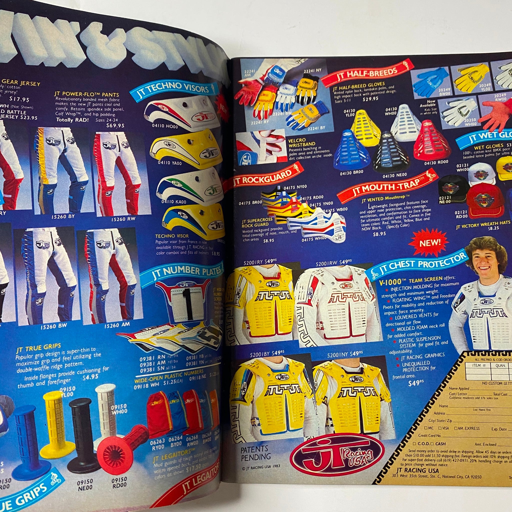 Advertisement spread from BMX Action Magazine June 1983, featuring BMX gear and accessories, highlighting product offerings for enthusiasts.