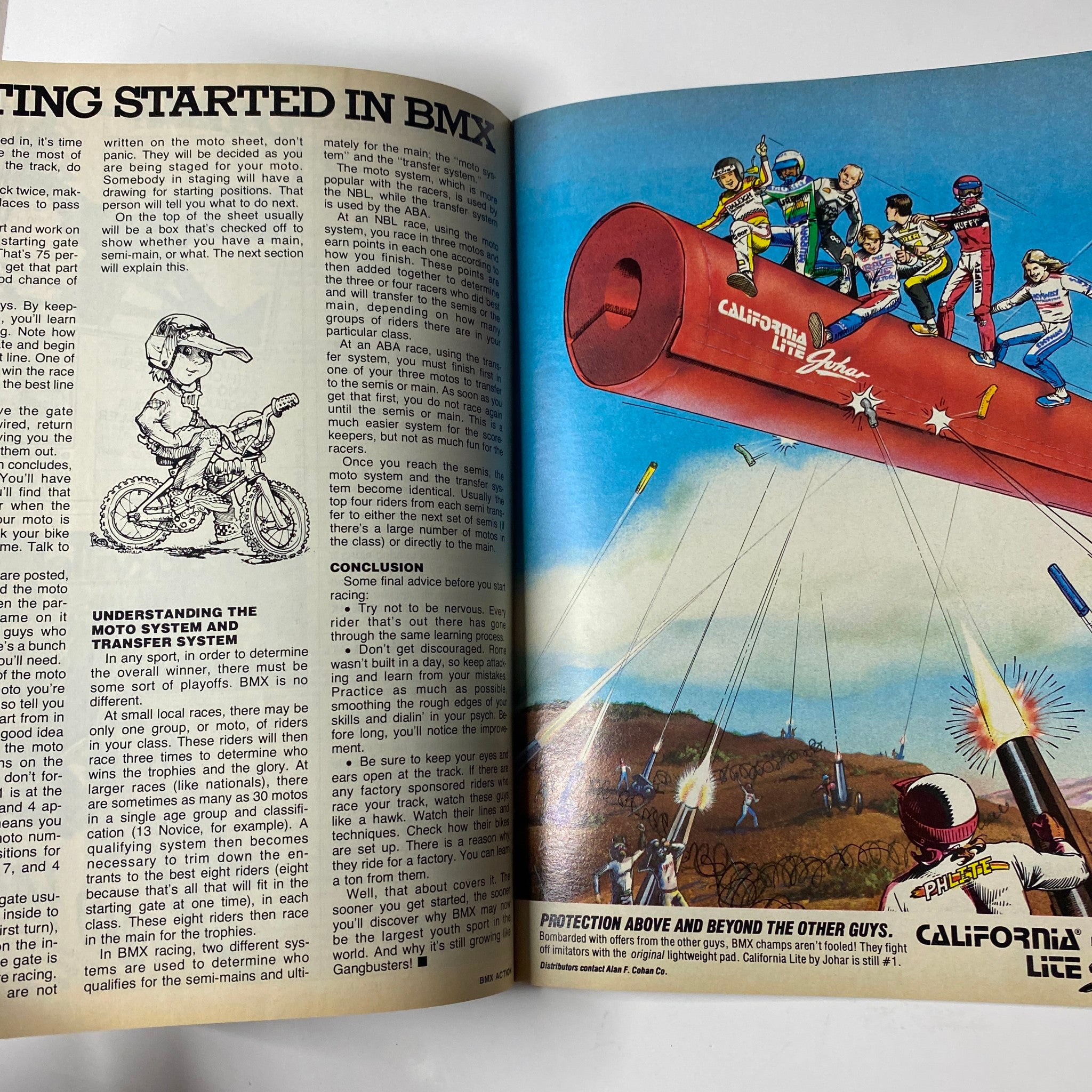 Another interior page from BMX Action Magazine December 1983, detailing guidelines for getting started in BMX racing with illustrations, from Volume Eight Number Twelve.