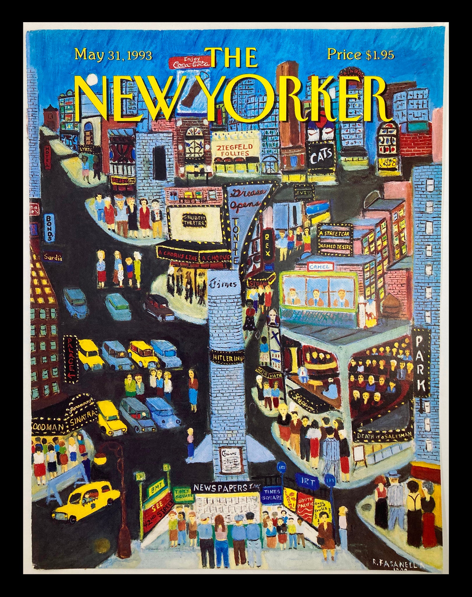 COVER ONLY The New Yorker May 31 1993 A Chorus Line by Ralph Fasanella