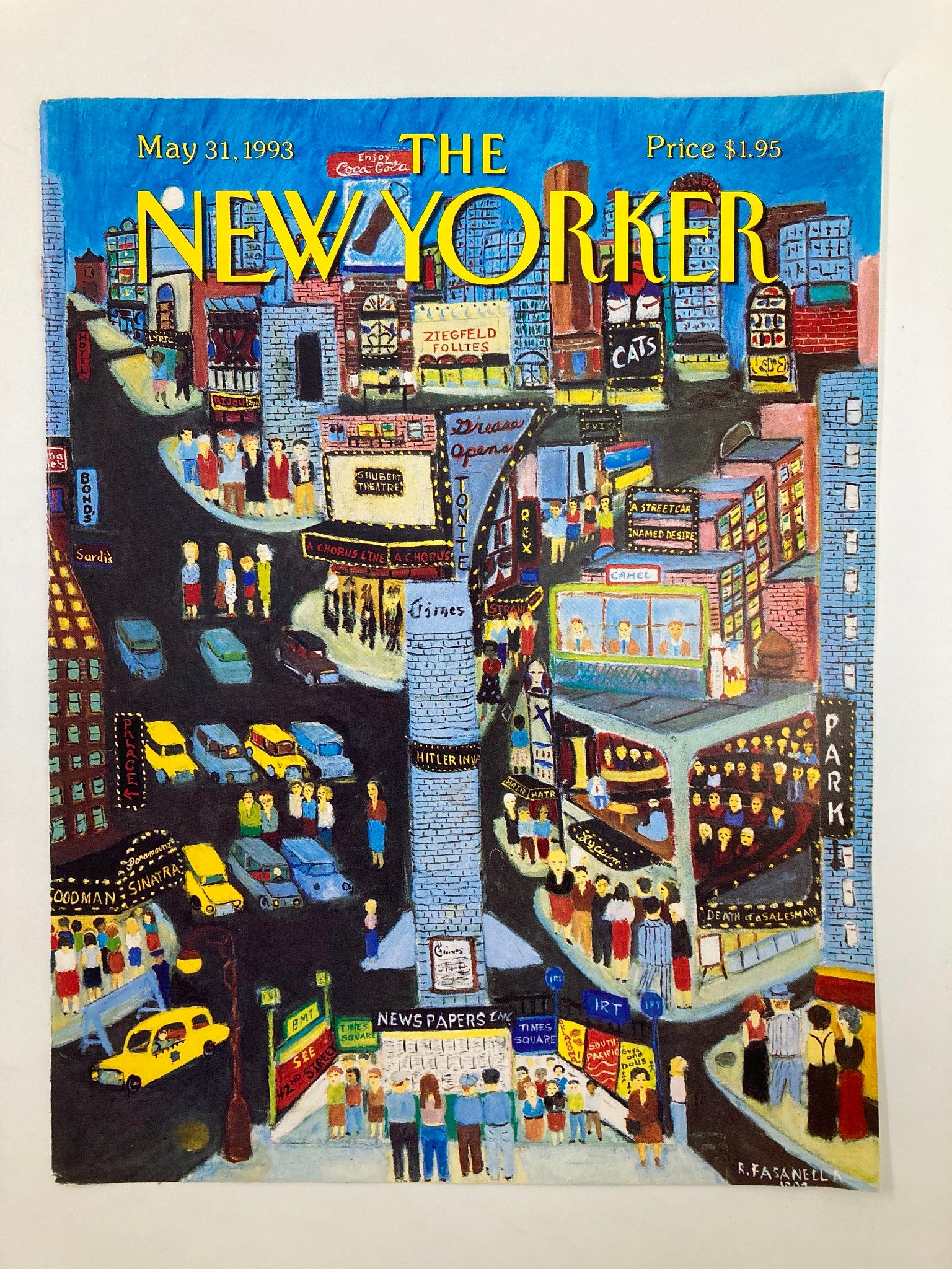 COVER ONLY The New Yorker May 31 1993 A Chorus Line by Ralph Fasanella