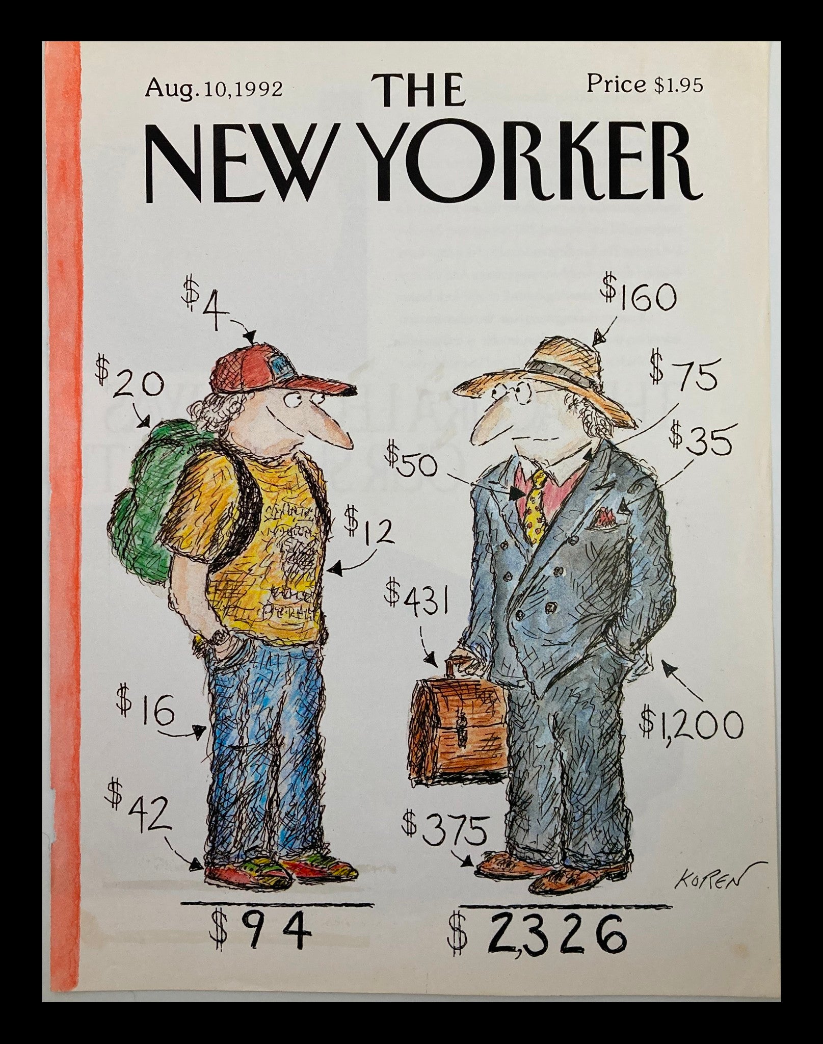 COVER ONLY The New Yorker August 10 1992 Criticism by Edward Korel