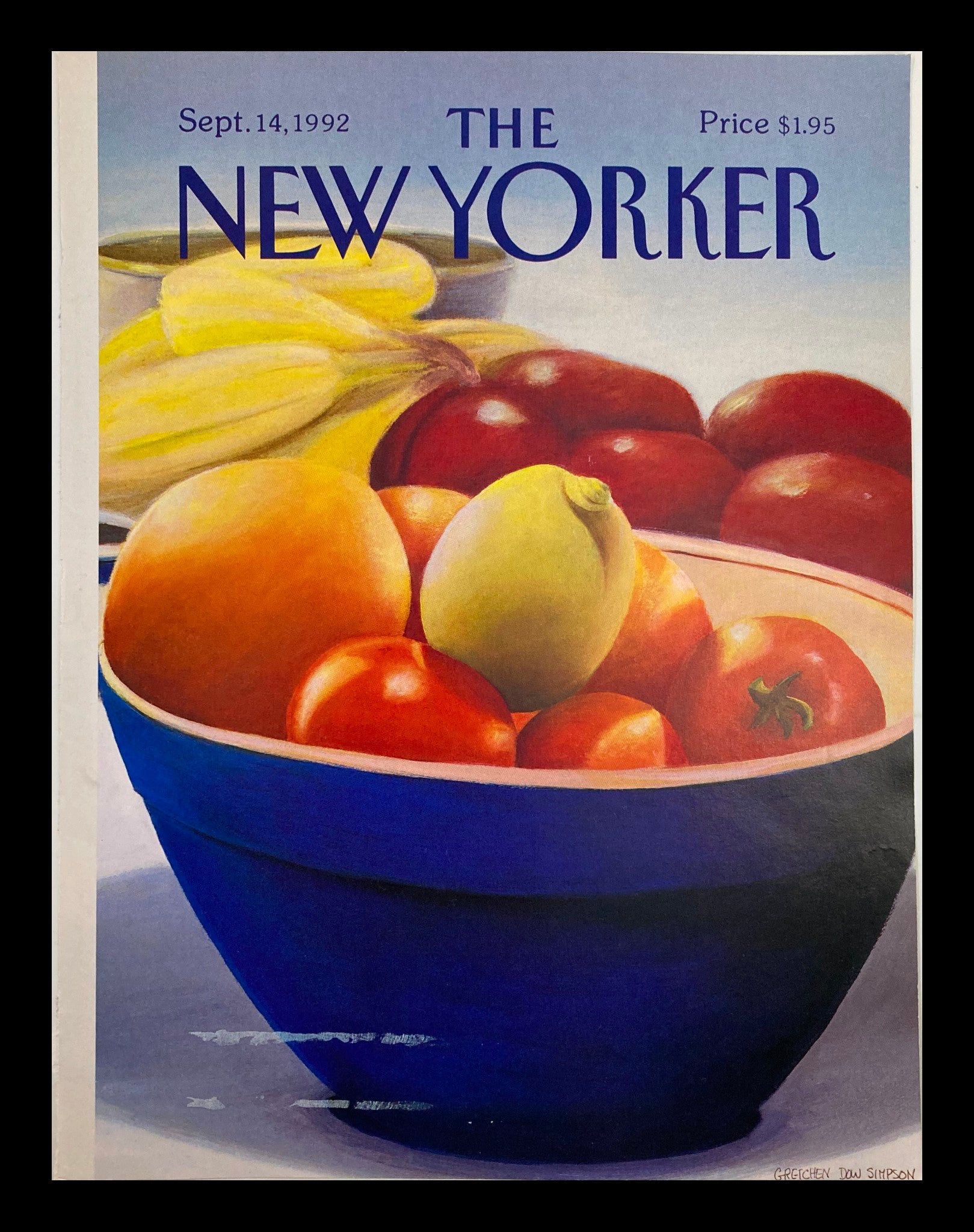 COVER ONLY The New Yorker September 14 1992 Bowl of Fruits Gretchen Dow Simpson