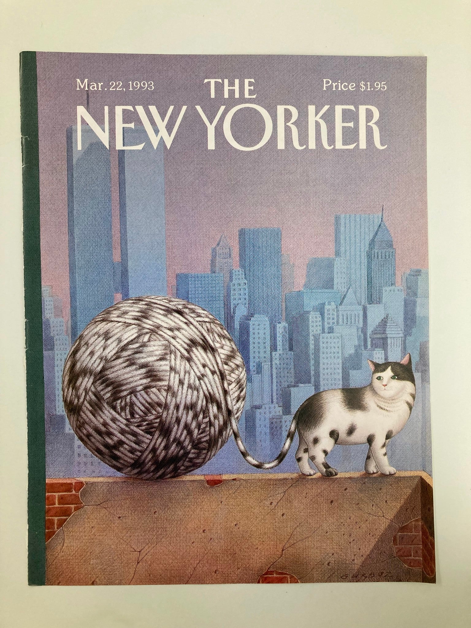 COVER ONLY The New Yorker March 22 1993 Cat Ball by Gurbuz Dogan Eksioglu