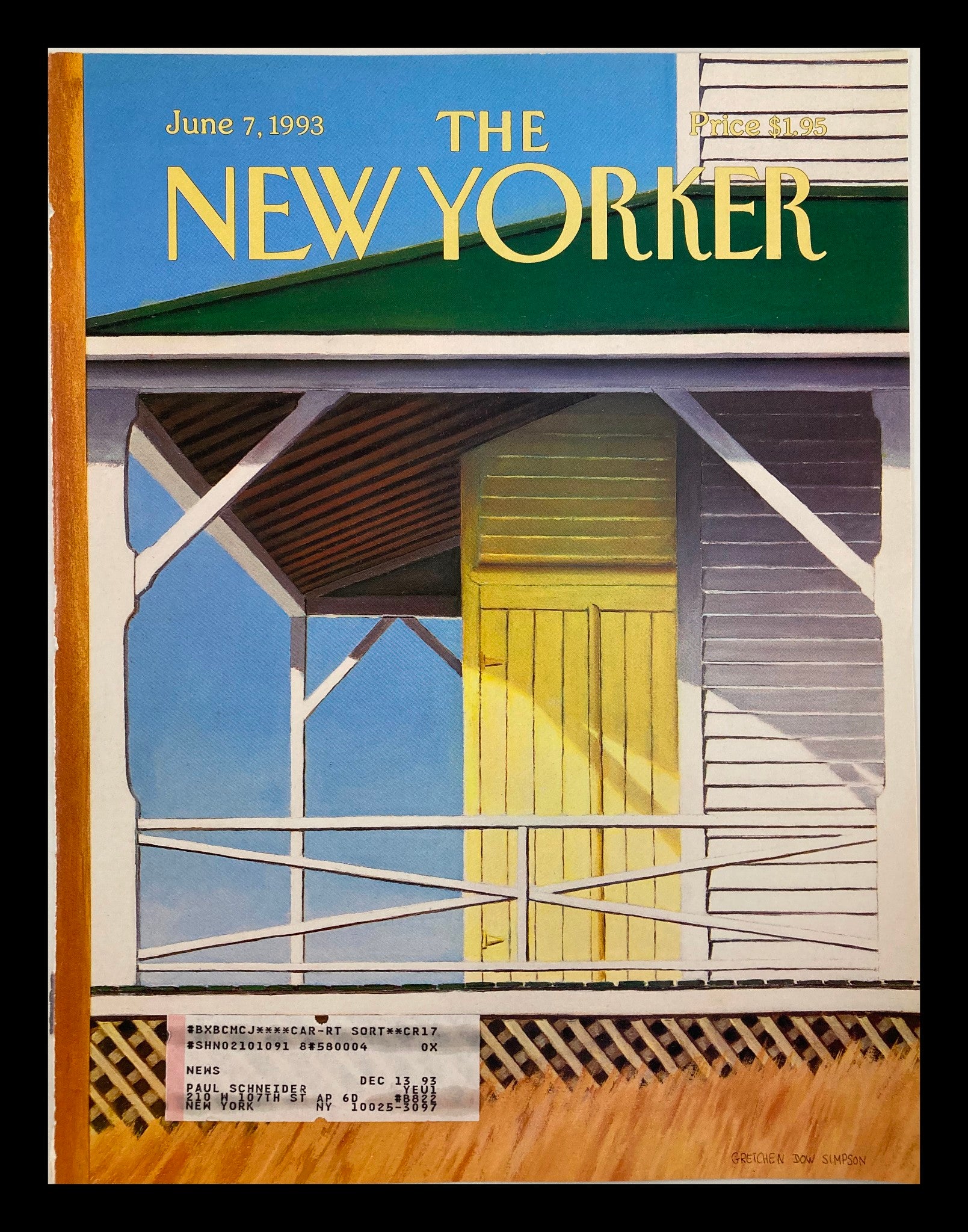 COVER ONLY The New Yorker June 7 1993 Island Weekend by Gretchen Dow Simpson