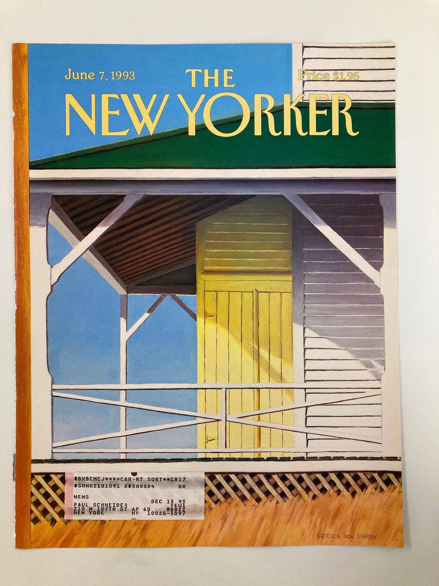 COVER ONLY The New Yorker June 7 1993 Island Weekend by Gretchen Dow Simpson