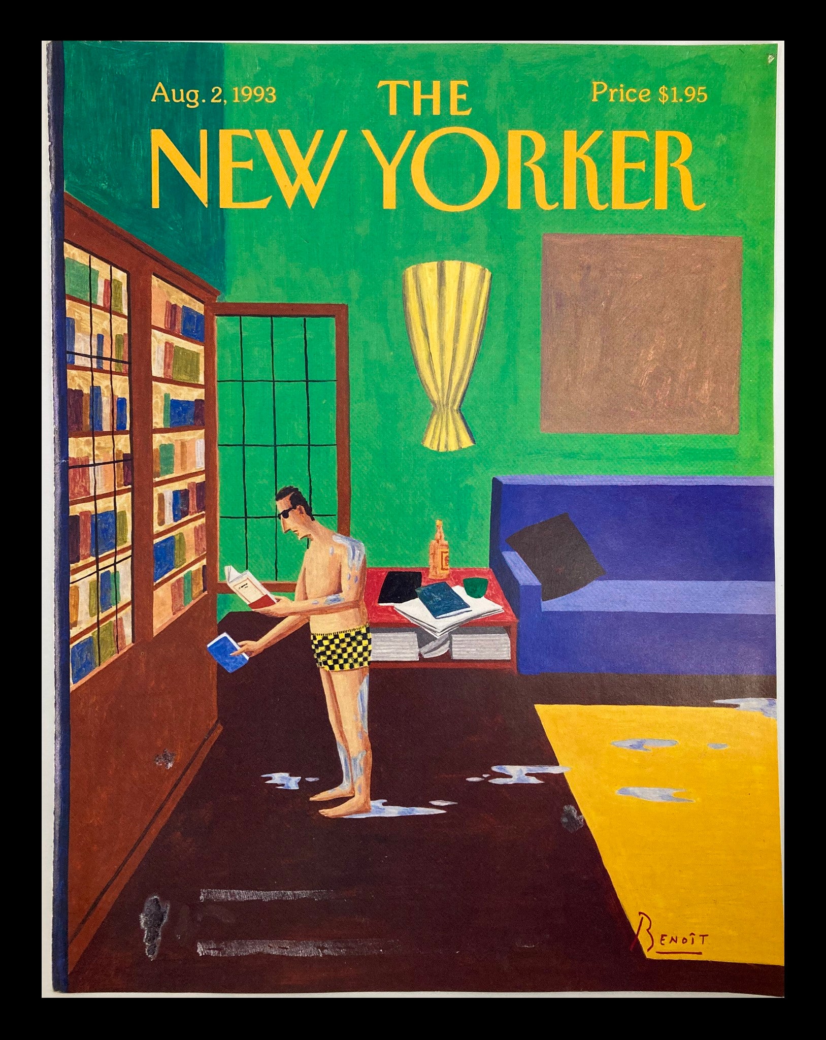 COVER ONLY The New Yorker August 2 1993 How To Swim by Benoit van Innis