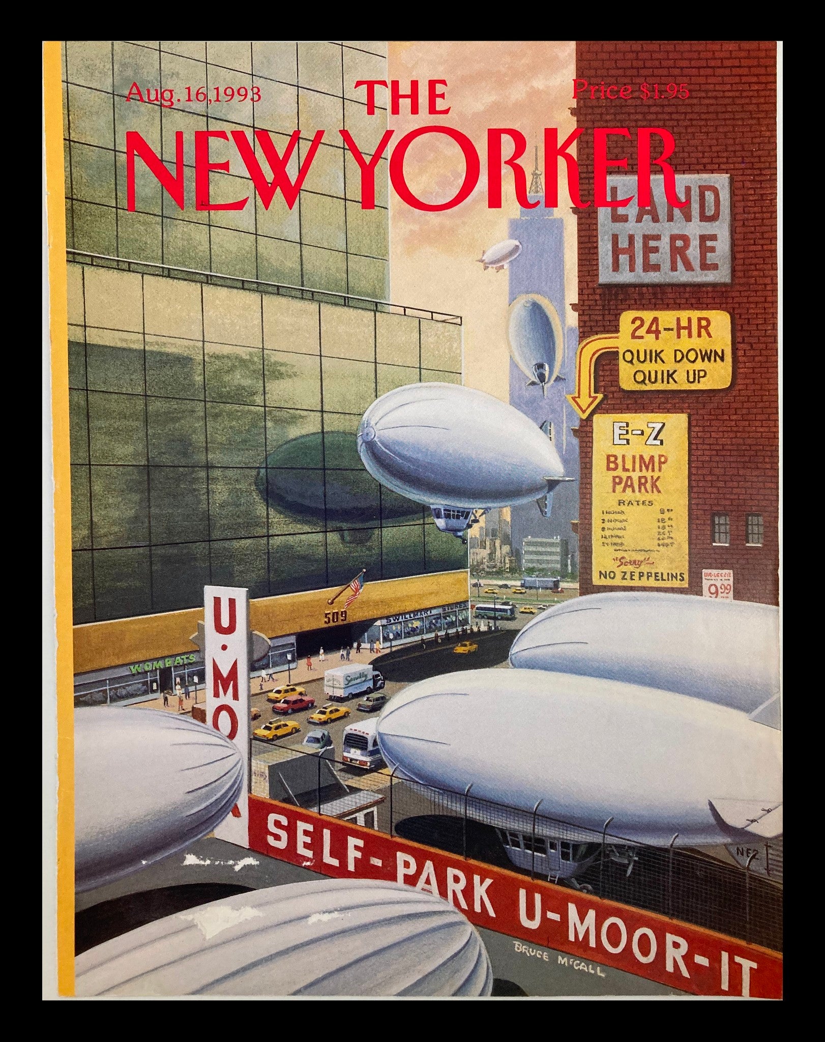 COVER ONLY The New Yorker August 16 1993 Blimp Park by Bruce McCall