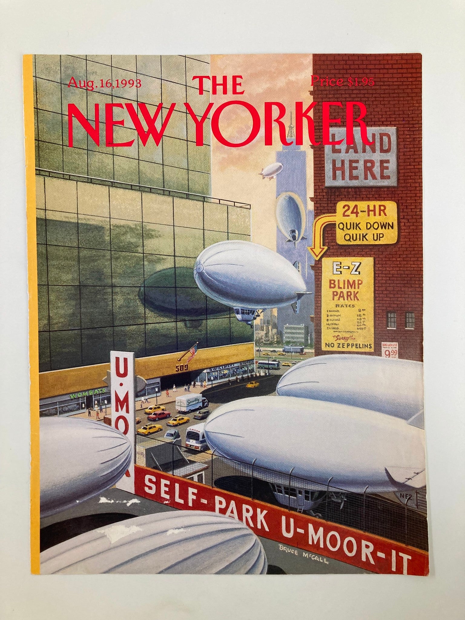 COVER ONLY The New Yorker August 16 1993 Blimp Park by Bruce McCall