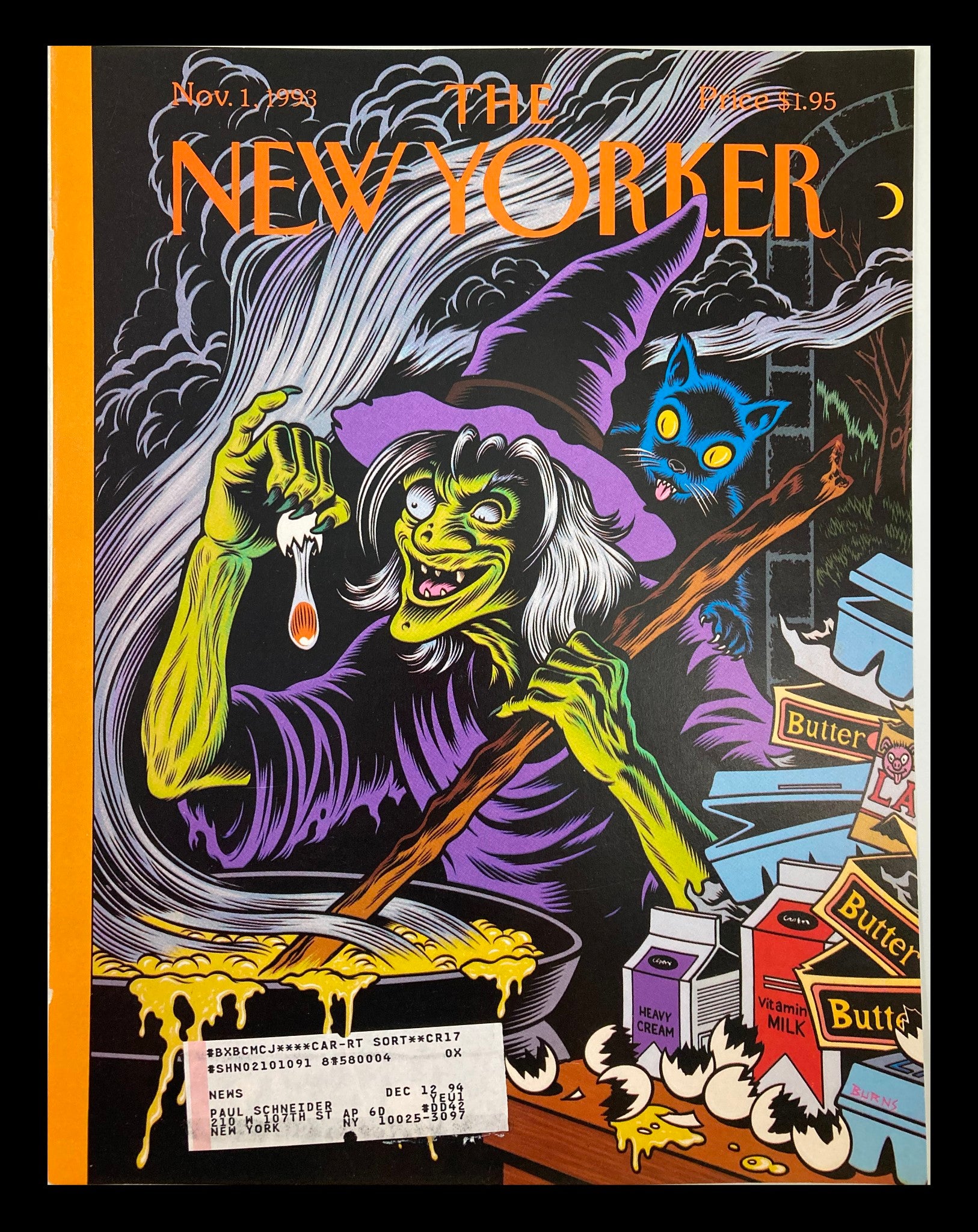 COVER ONLY The New Yorker November 1 1993 Strange Brew by Charles Burns