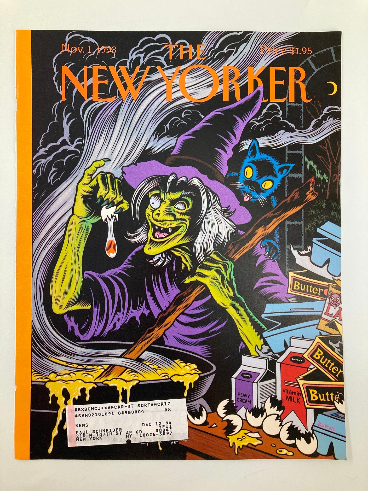 COVER ONLY The New Yorker November 1 1993 Strange Brew by Charles Burns