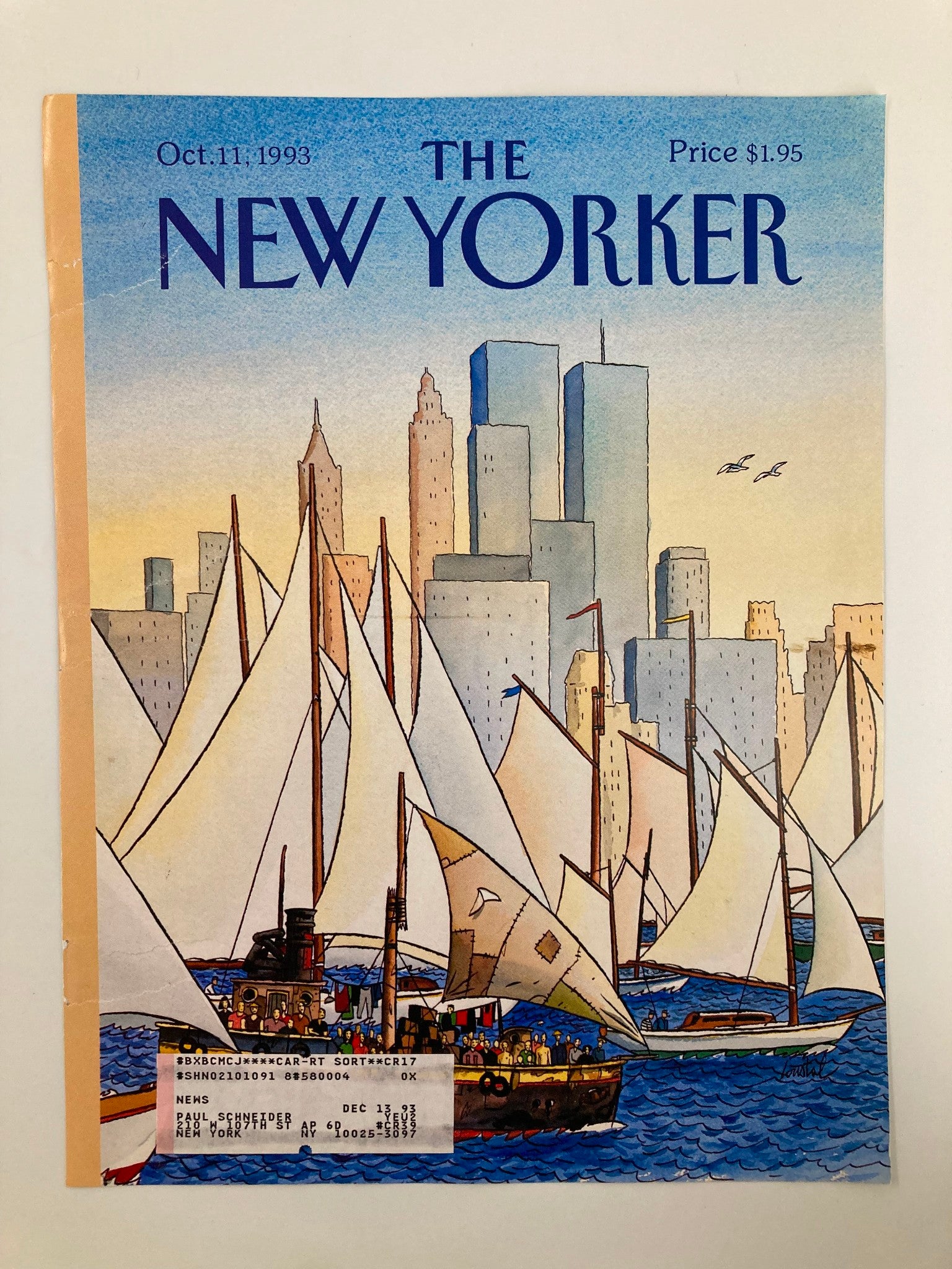 COVER ONLY The New Yorker October 11 1993 Back in the New World by J. de Loustal