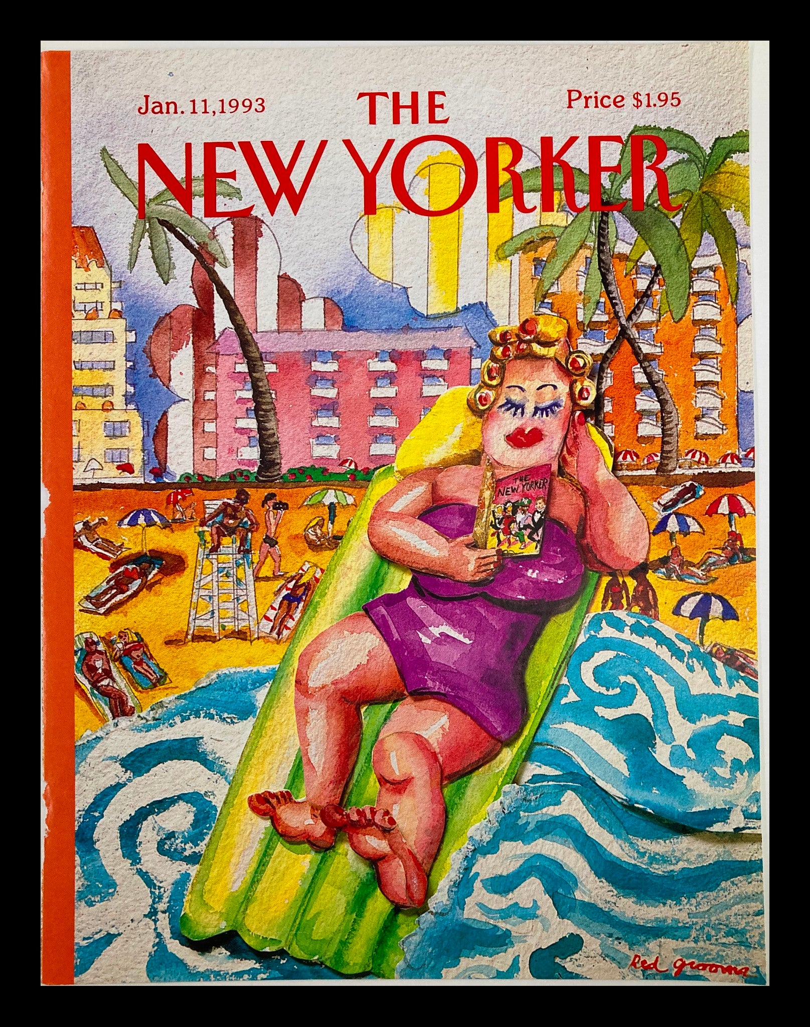 COVER ONLY The New Yorker January 11 1993 Tidal Waves by Red Grooms