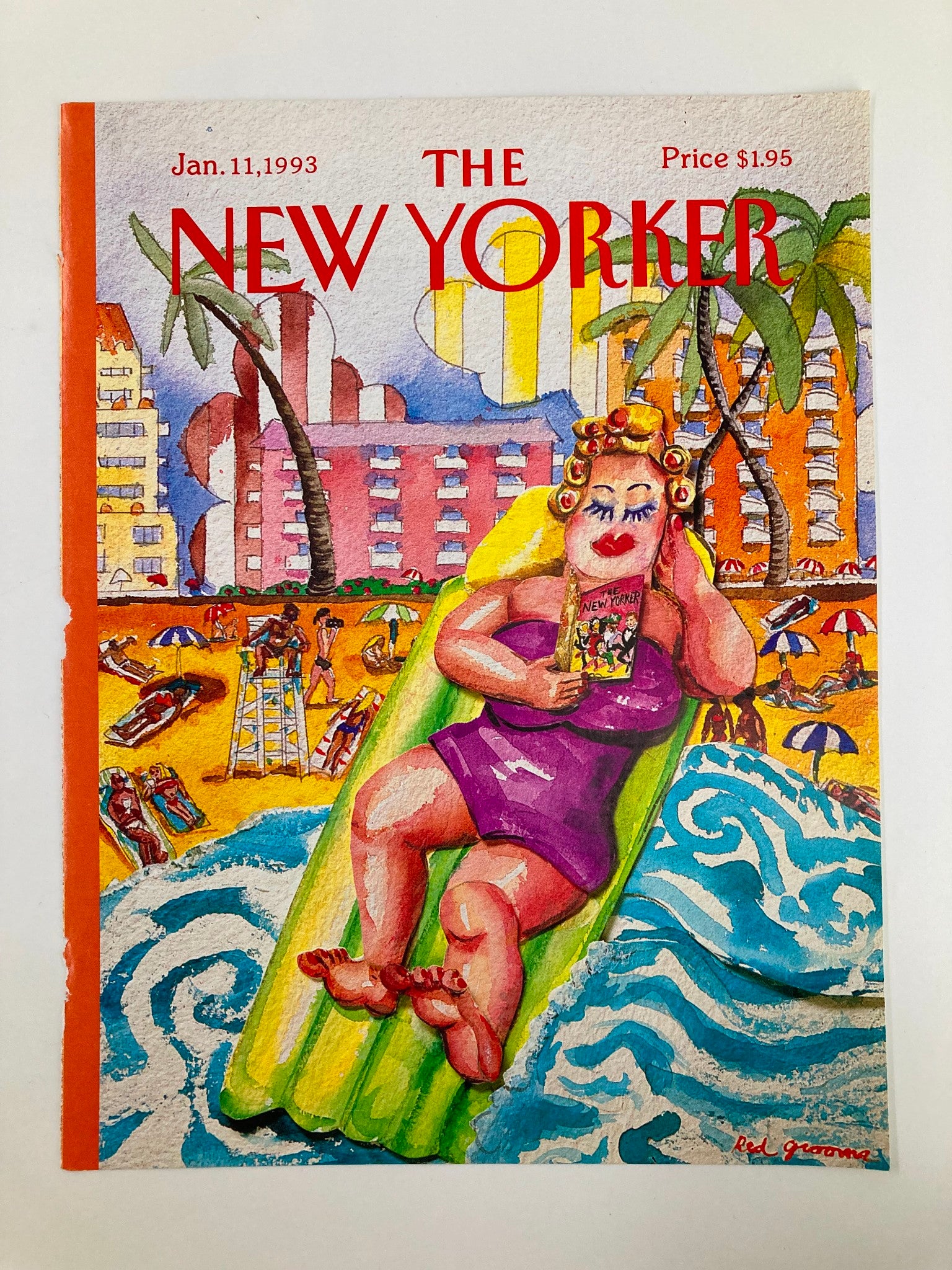 COVER ONLY The New Yorker January 11 1993 Tidal Waves by Red Grooms