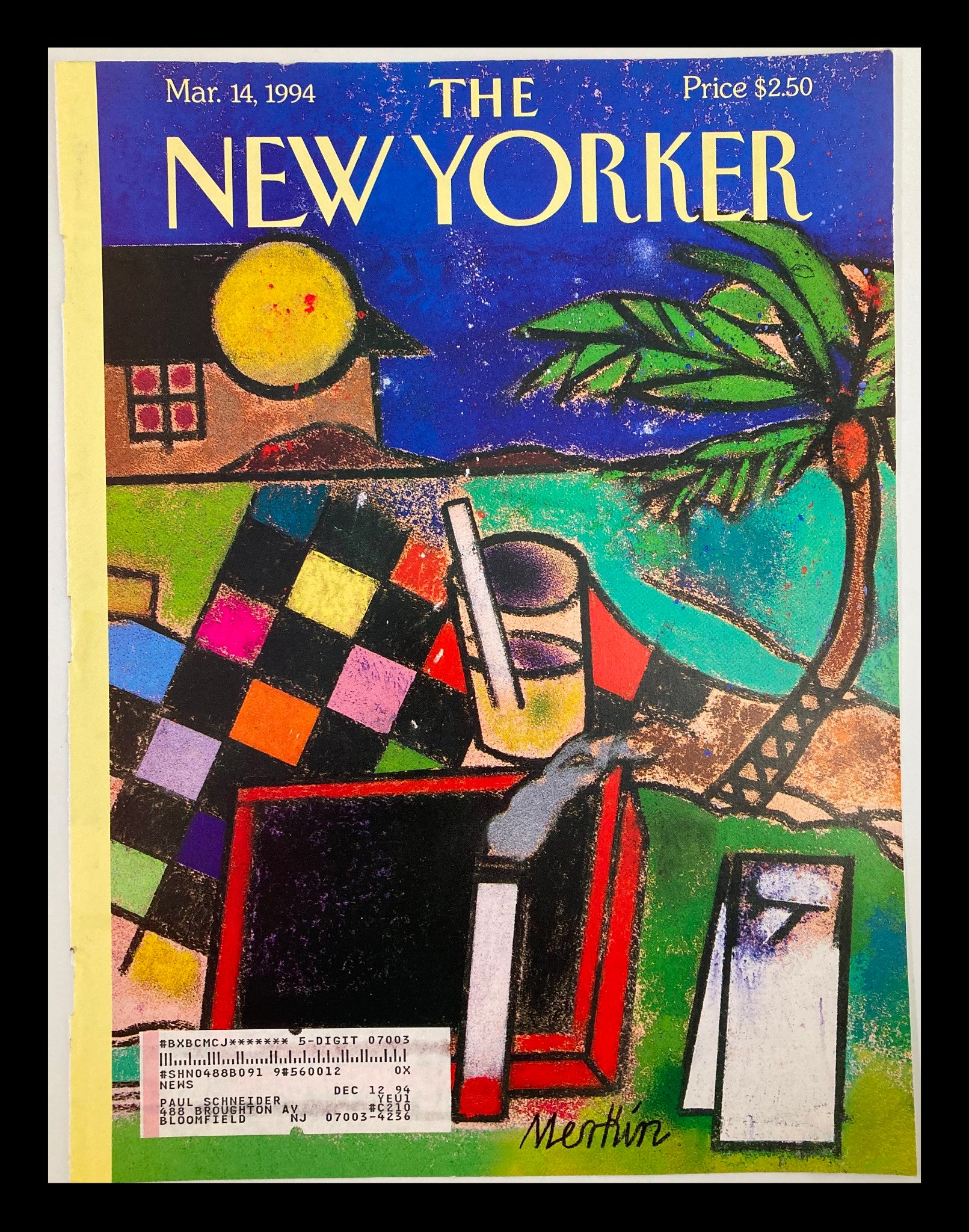 COVER ONLY The New Yorker March 14 1994 Wishing You Were Here by Richard Merkin