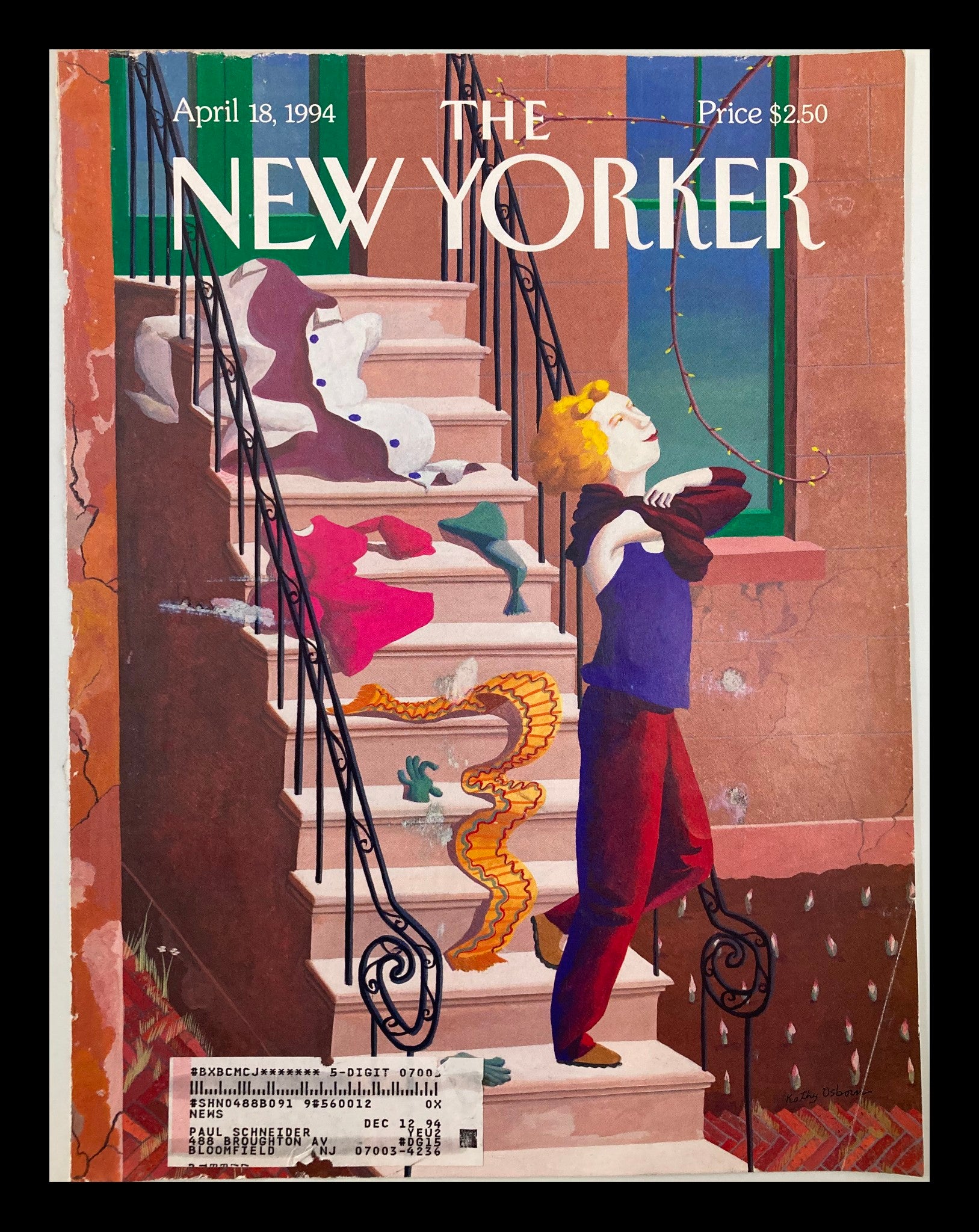 COVER ONLY The New Yorker April 18 1994 Molting by Kathy Osborn