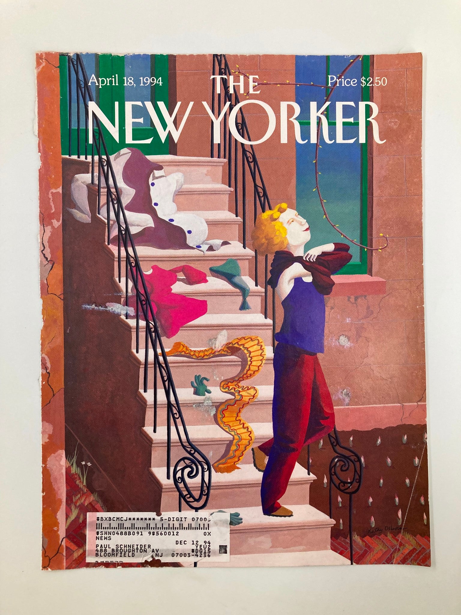 COVER ONLY The New Yorker April 18 1994 Molting by Kathy Osborn