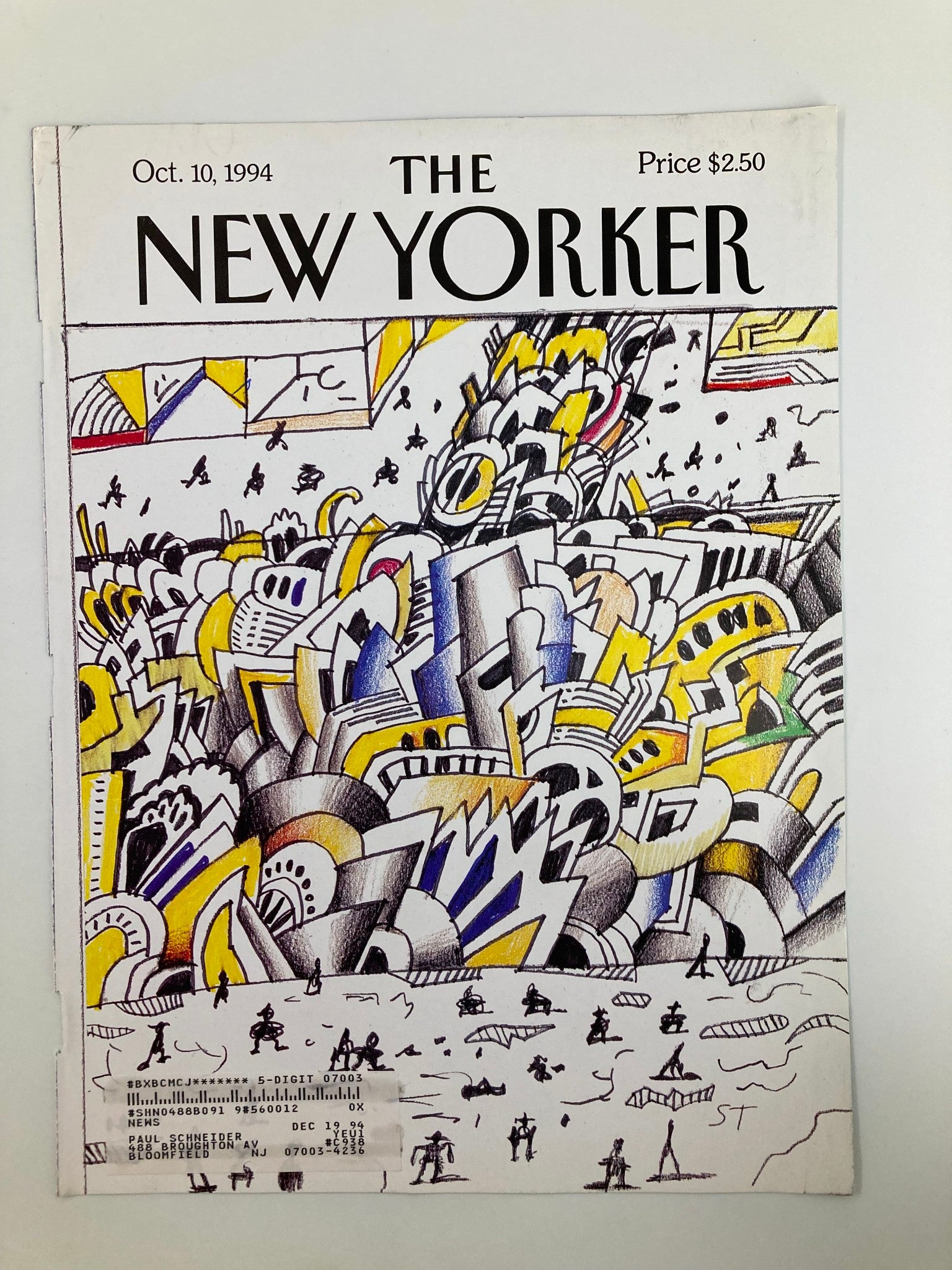 COVER ONLY The New Yorker October 10 1994 Canal Traffic Street by Saul Steinberg