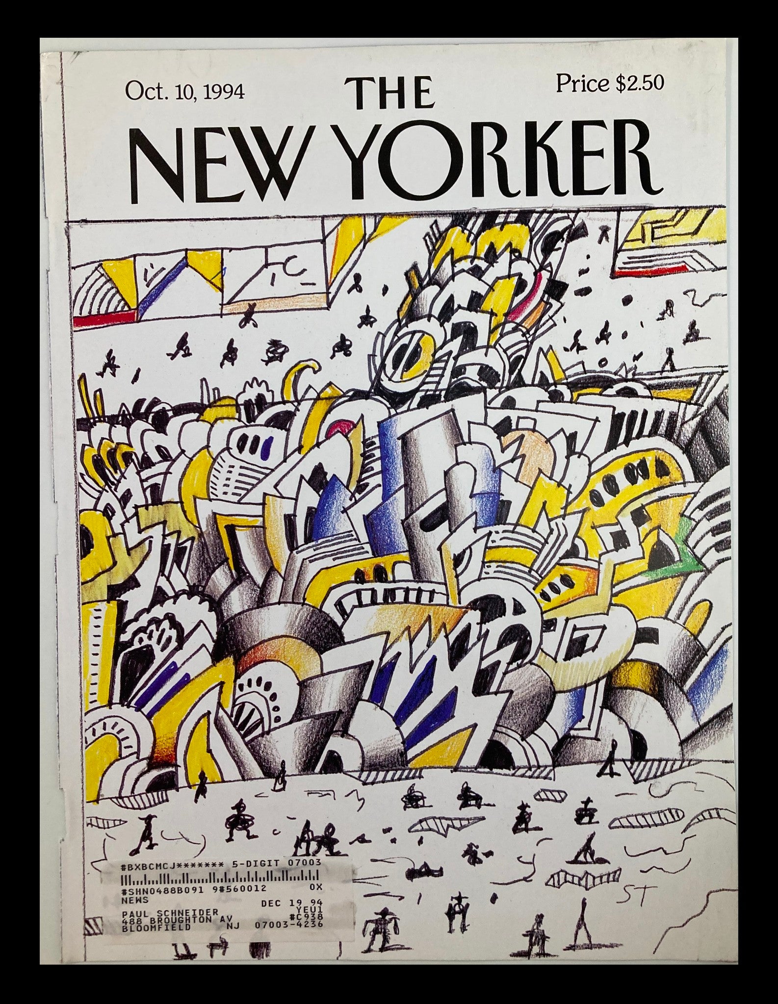 COVER ONLY The New Yorker October 10 1994 Canal Traffic Street by Saul Steinberg