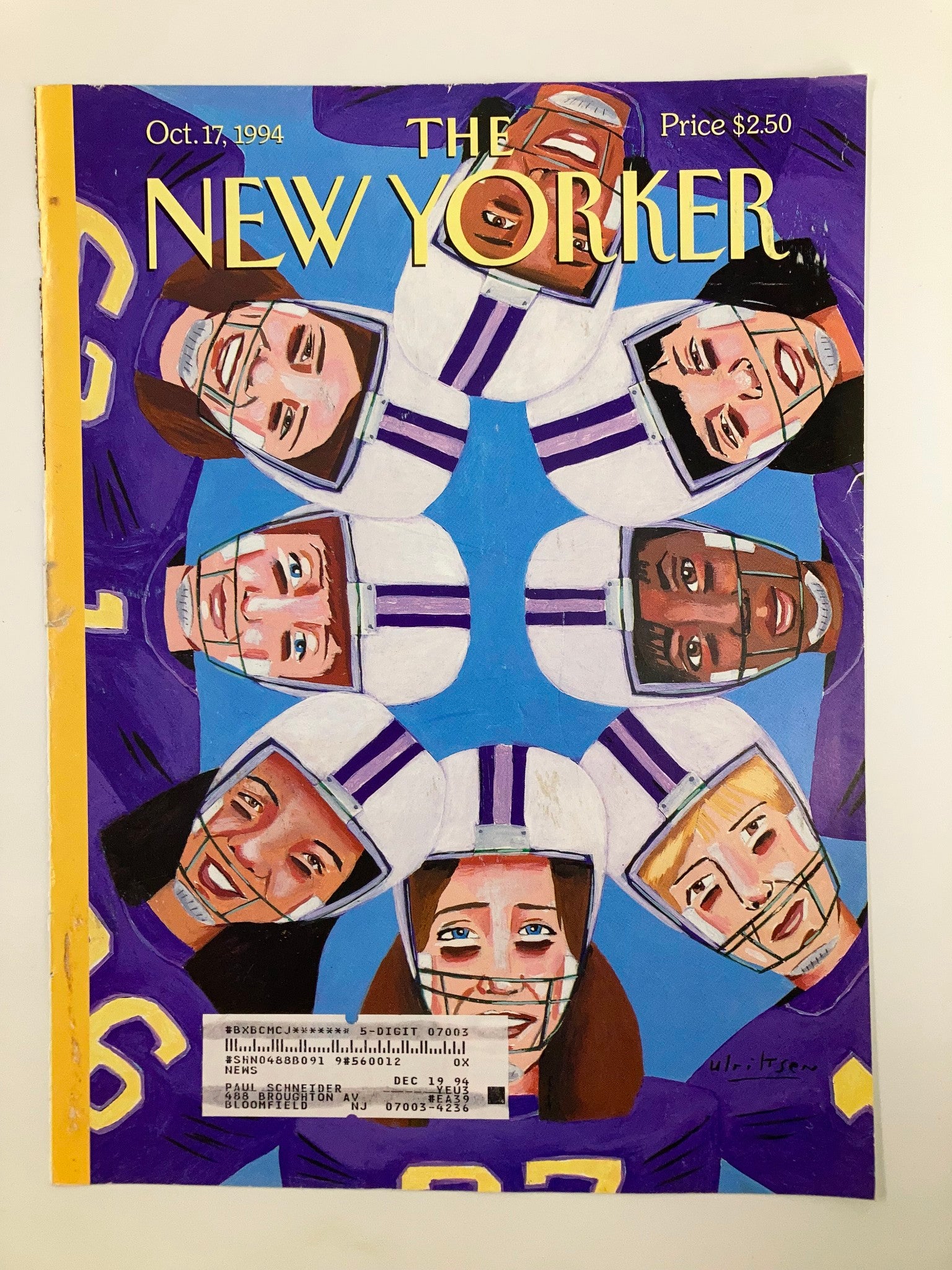 COVER ONLY The New Yorker October 17 1994 Huddle by Mark Ulriksen