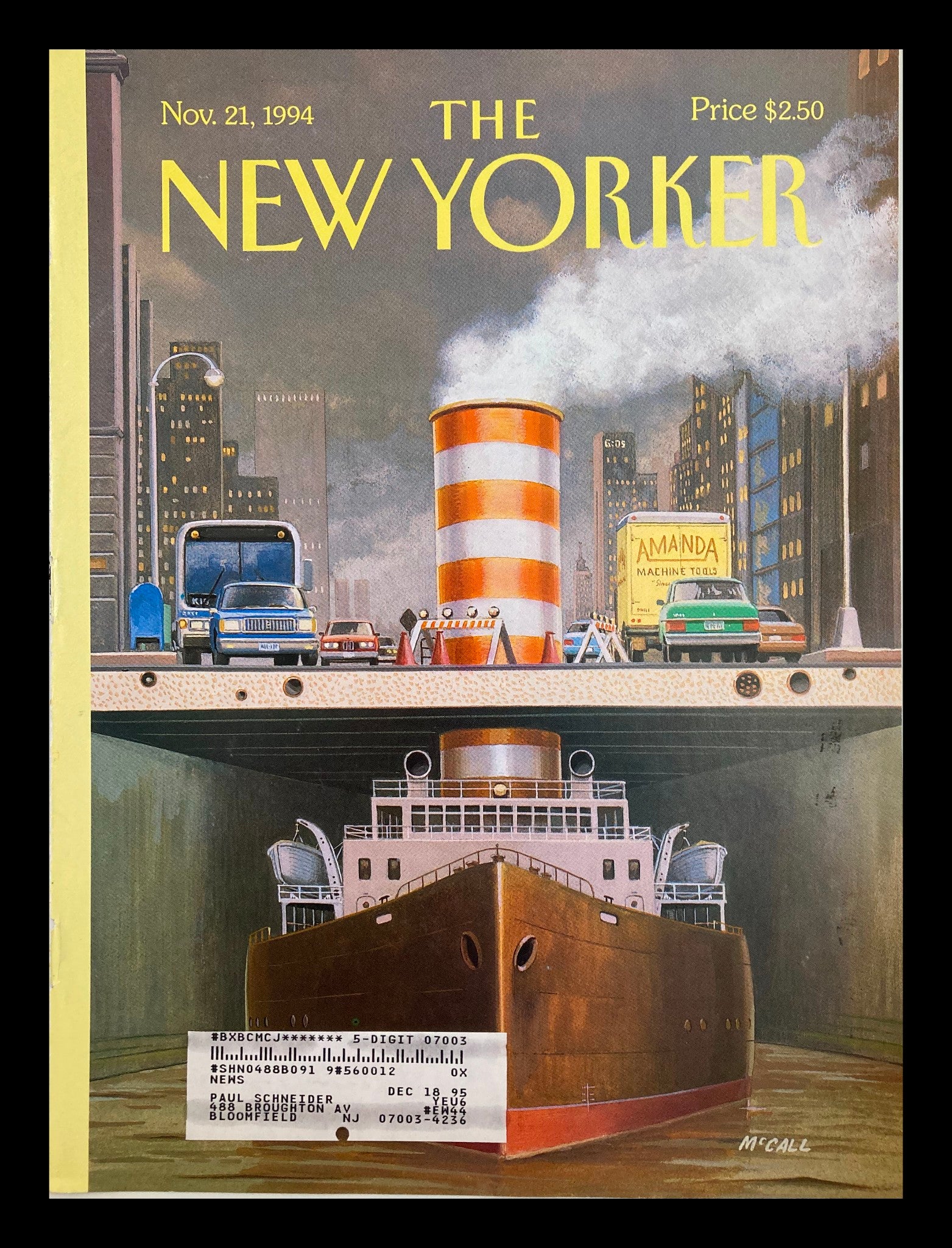 COVER ONLY The New Yorker November 21 1994 Steamers by Bruce McCall