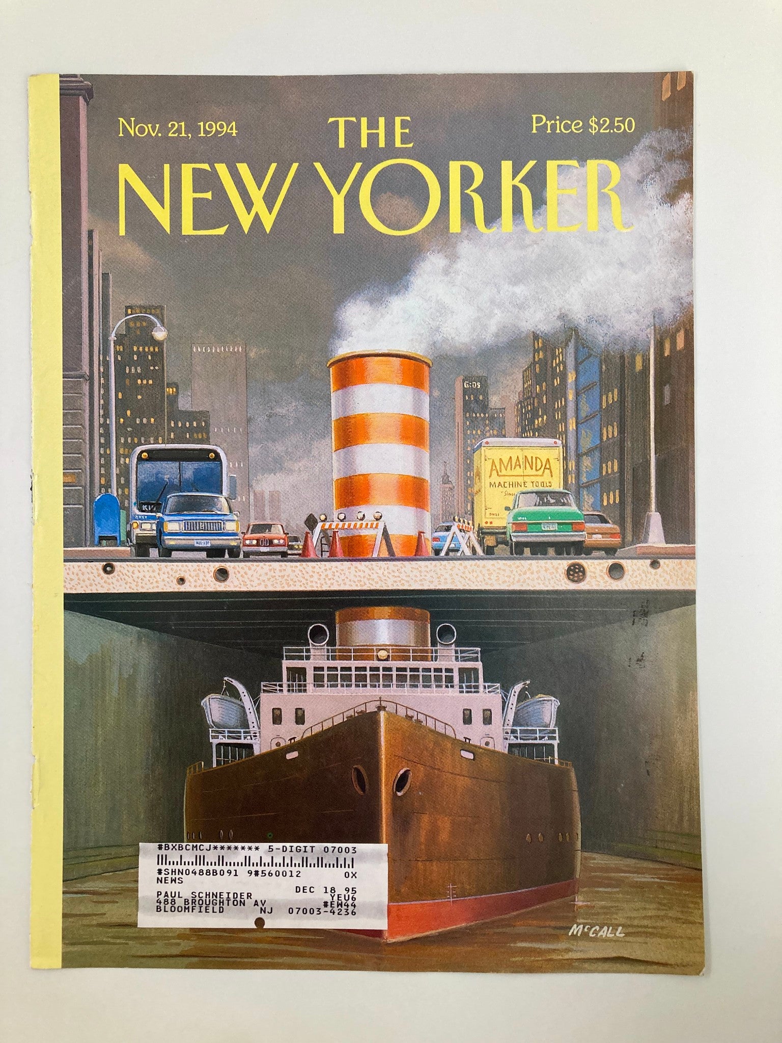 COVER ONLY The New Yorker November 21 1994 Steamers by Bruce McCall