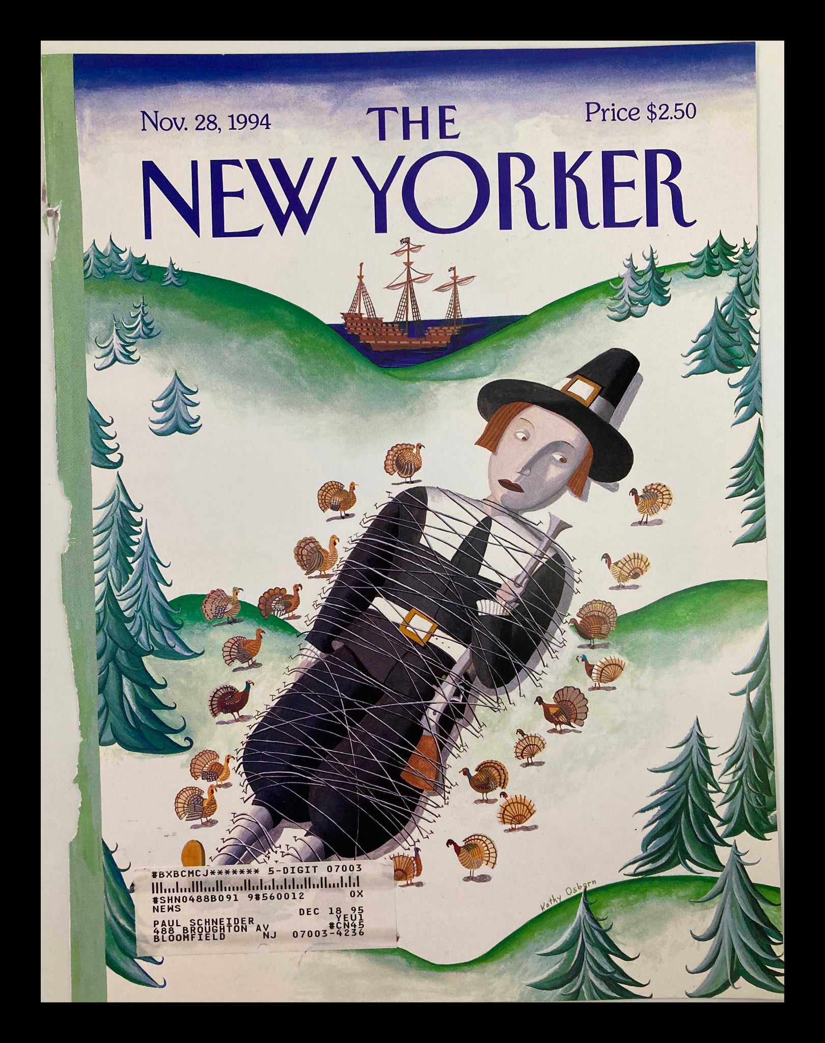 COVER ONLY The New Yorker November 28 1994 Thanksgiving by Kathy Osborn