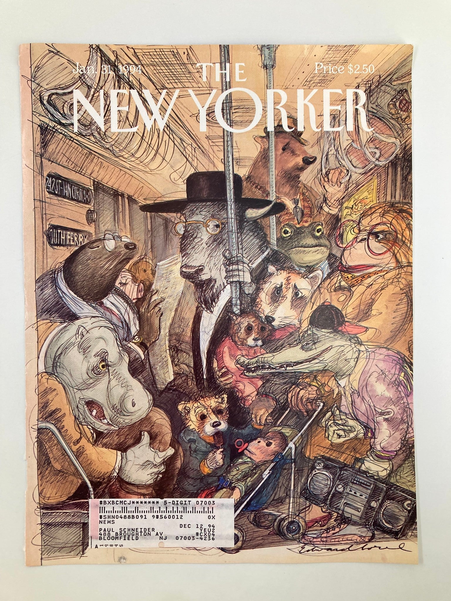 COVER ONLY The New Yorker January 31 1994 Crush Hour by Edward Sorel