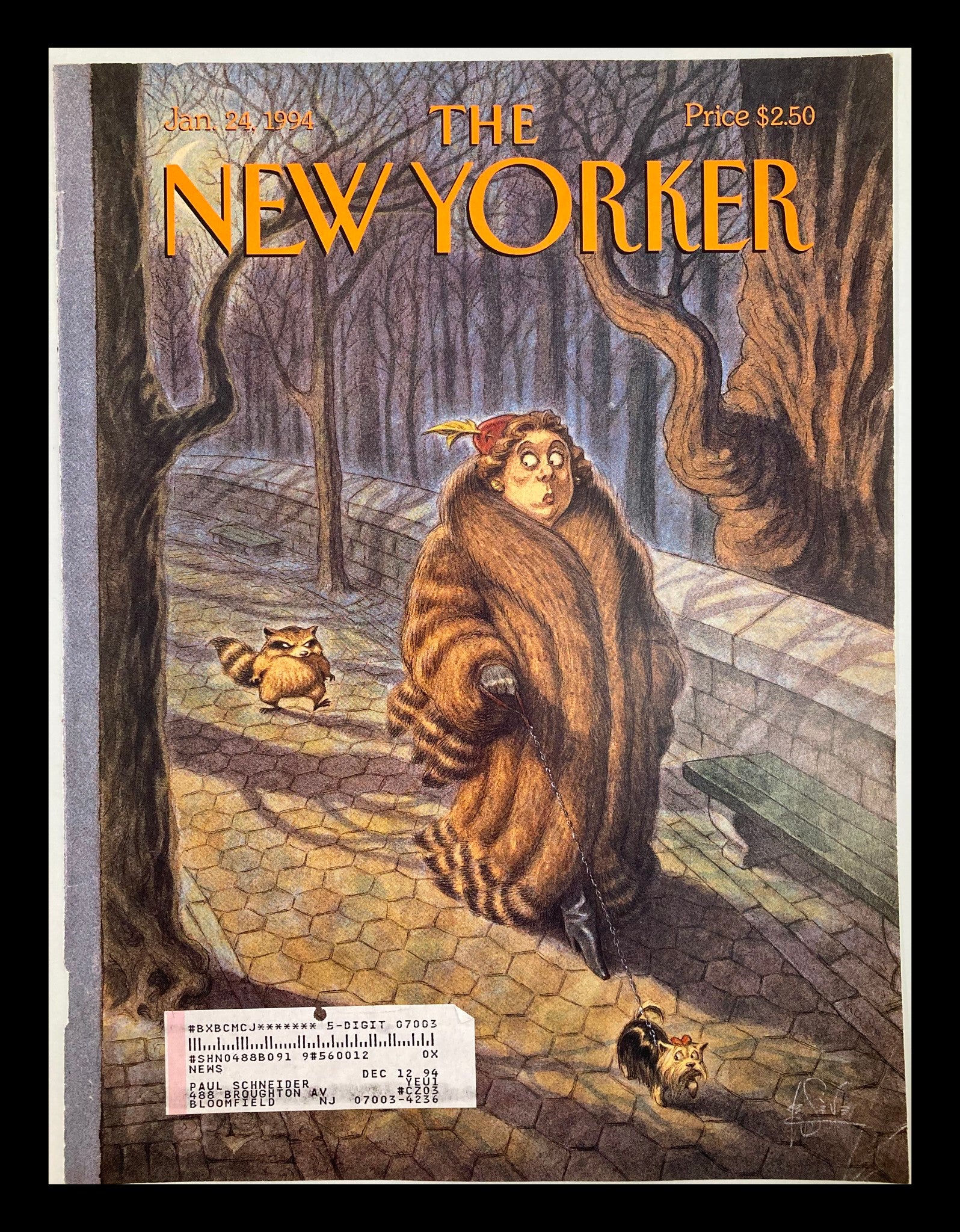 COVER ONLY The New Yorker January 24 1994 Tailed by by Peter de Sève